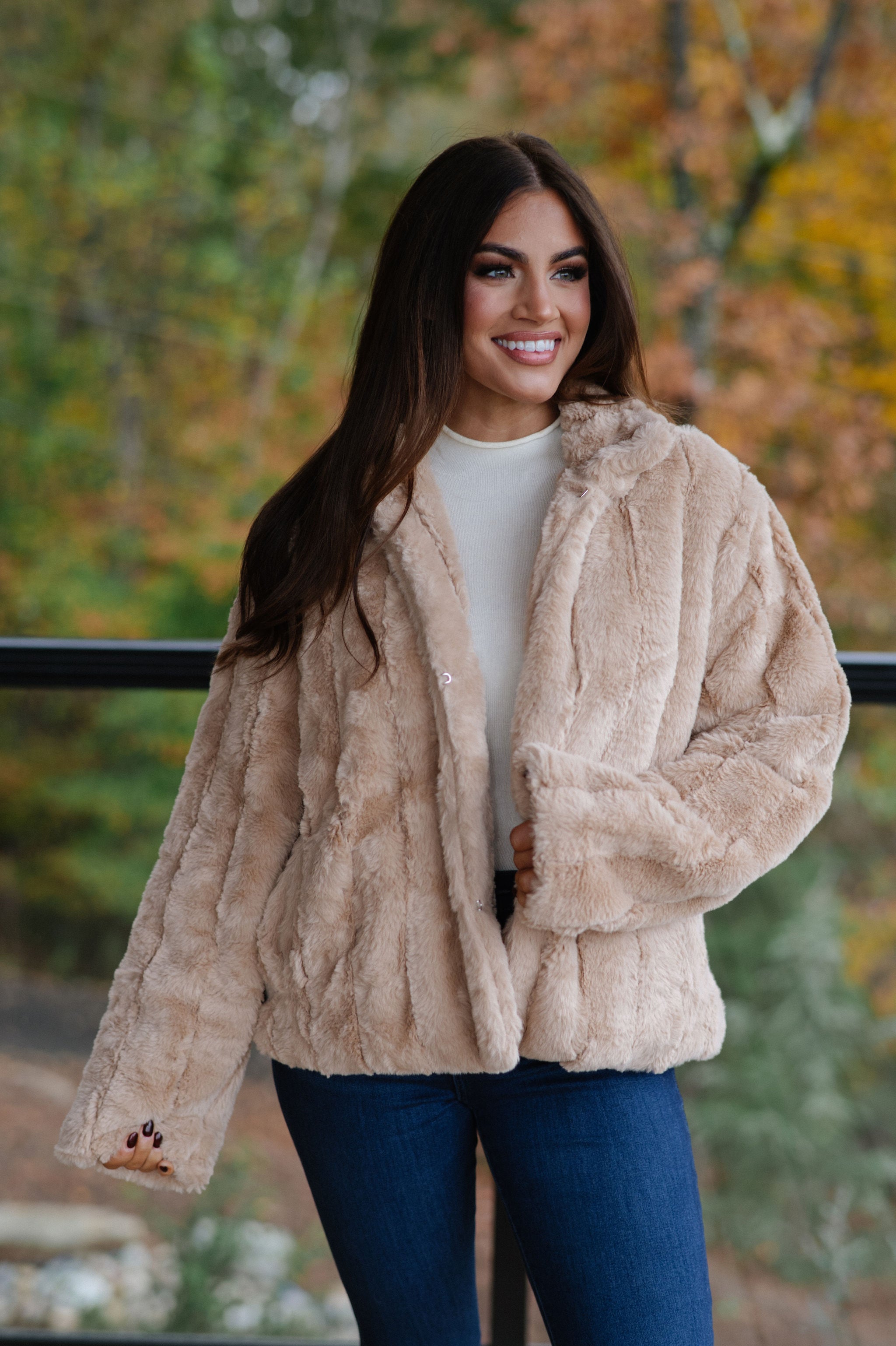 Tarsi Faux Fur Jacket-Taupe