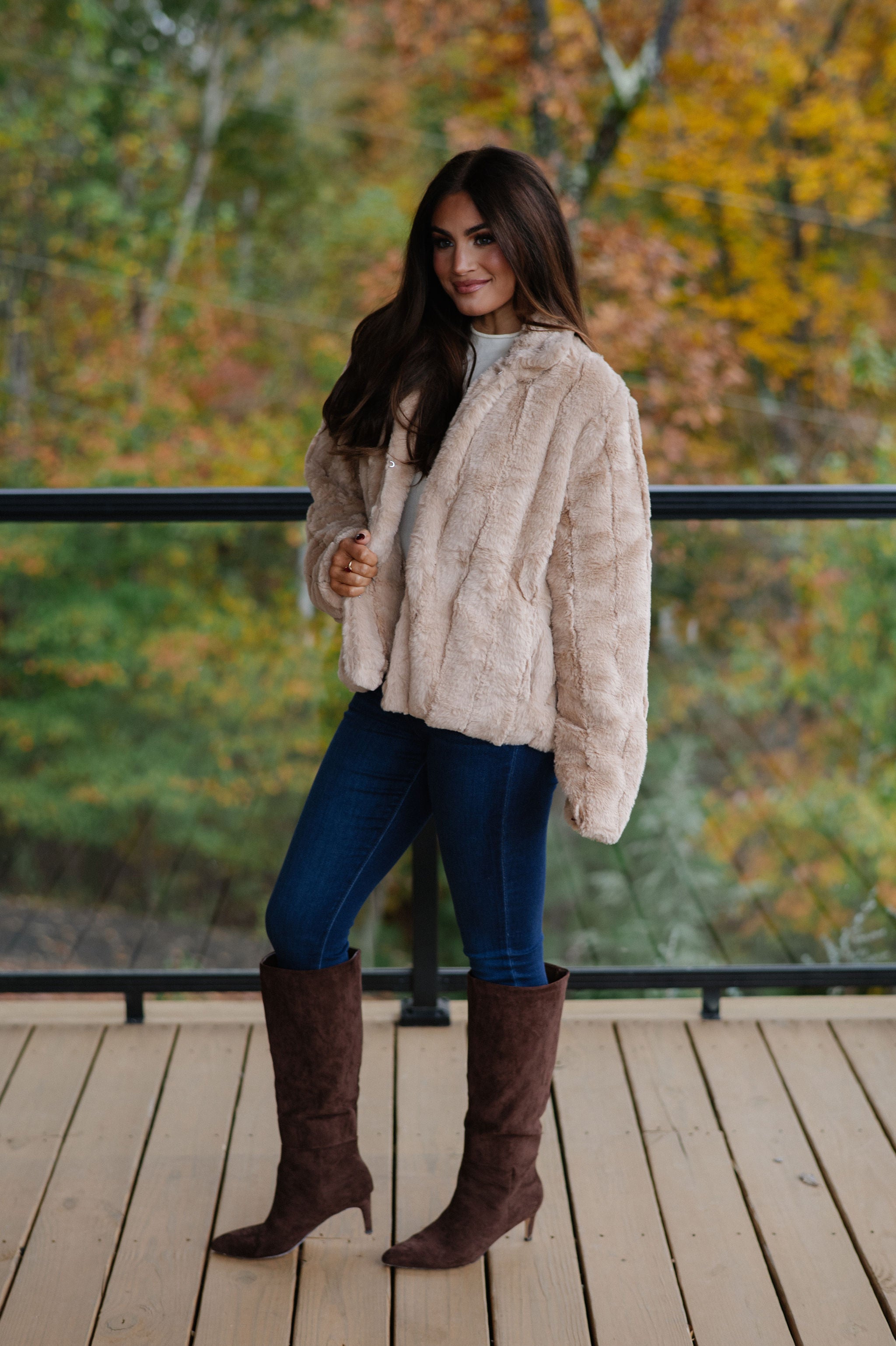 Tarsi Faux Fur Jacket-Taupe