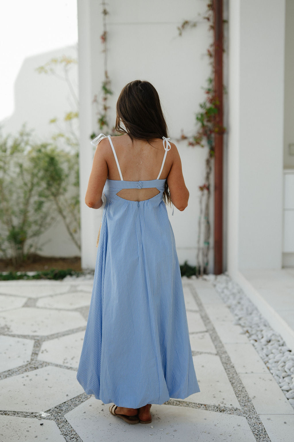 Lora Striped Maxi Dress-Blue