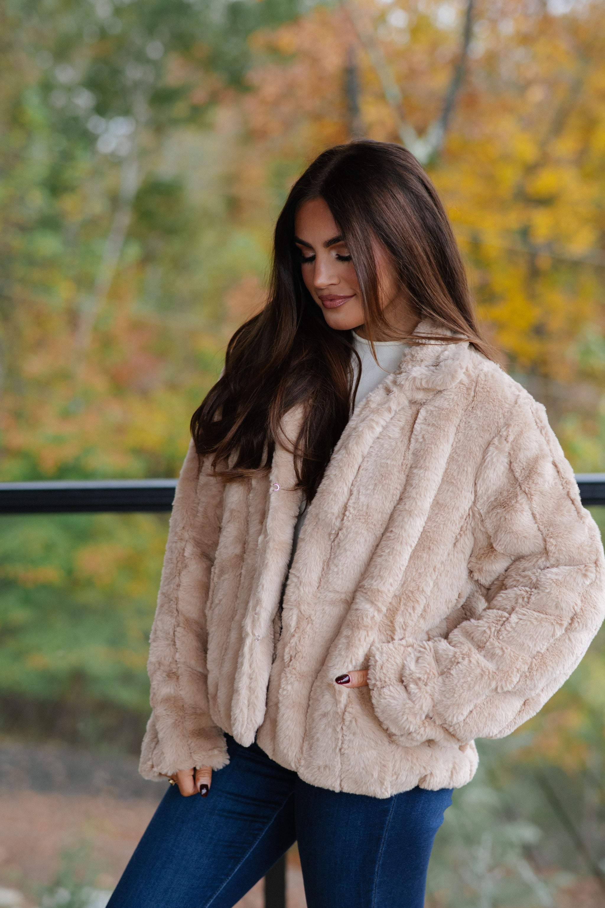 Tarsi Faux Fur Jacket-Taupe