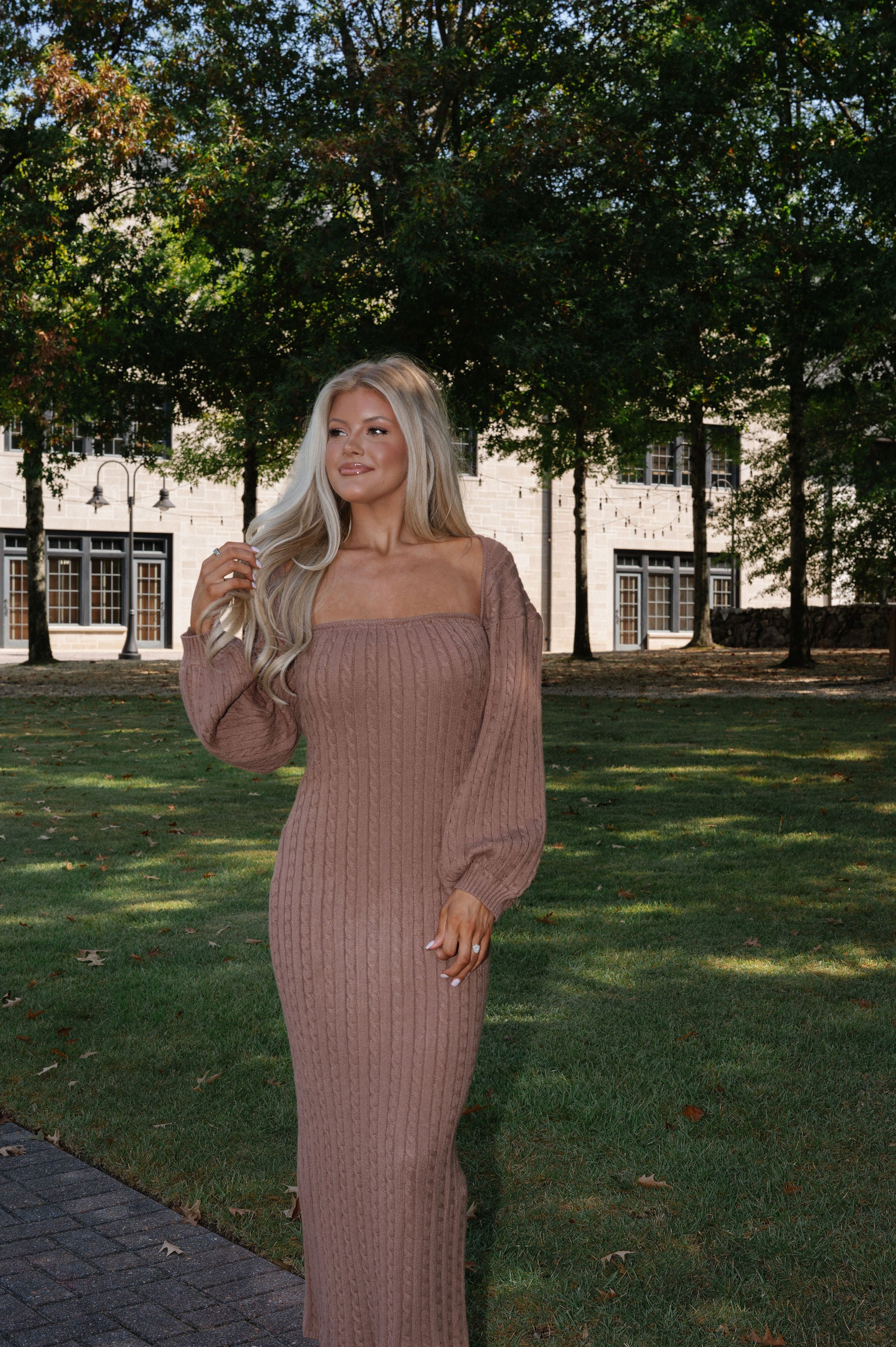 Hazel Sweater Dress- Brown
