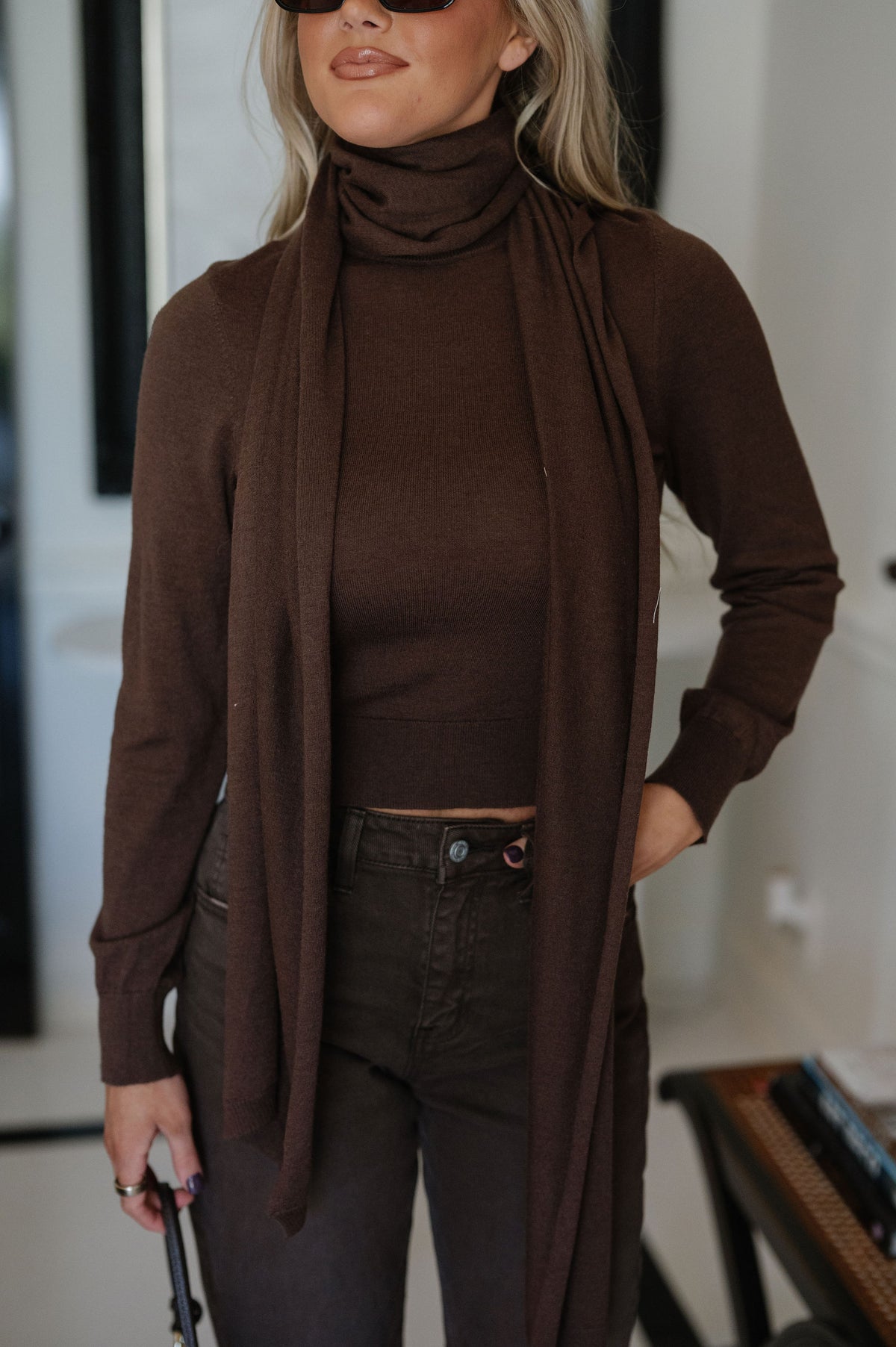 Holland Sweater Top-Brown