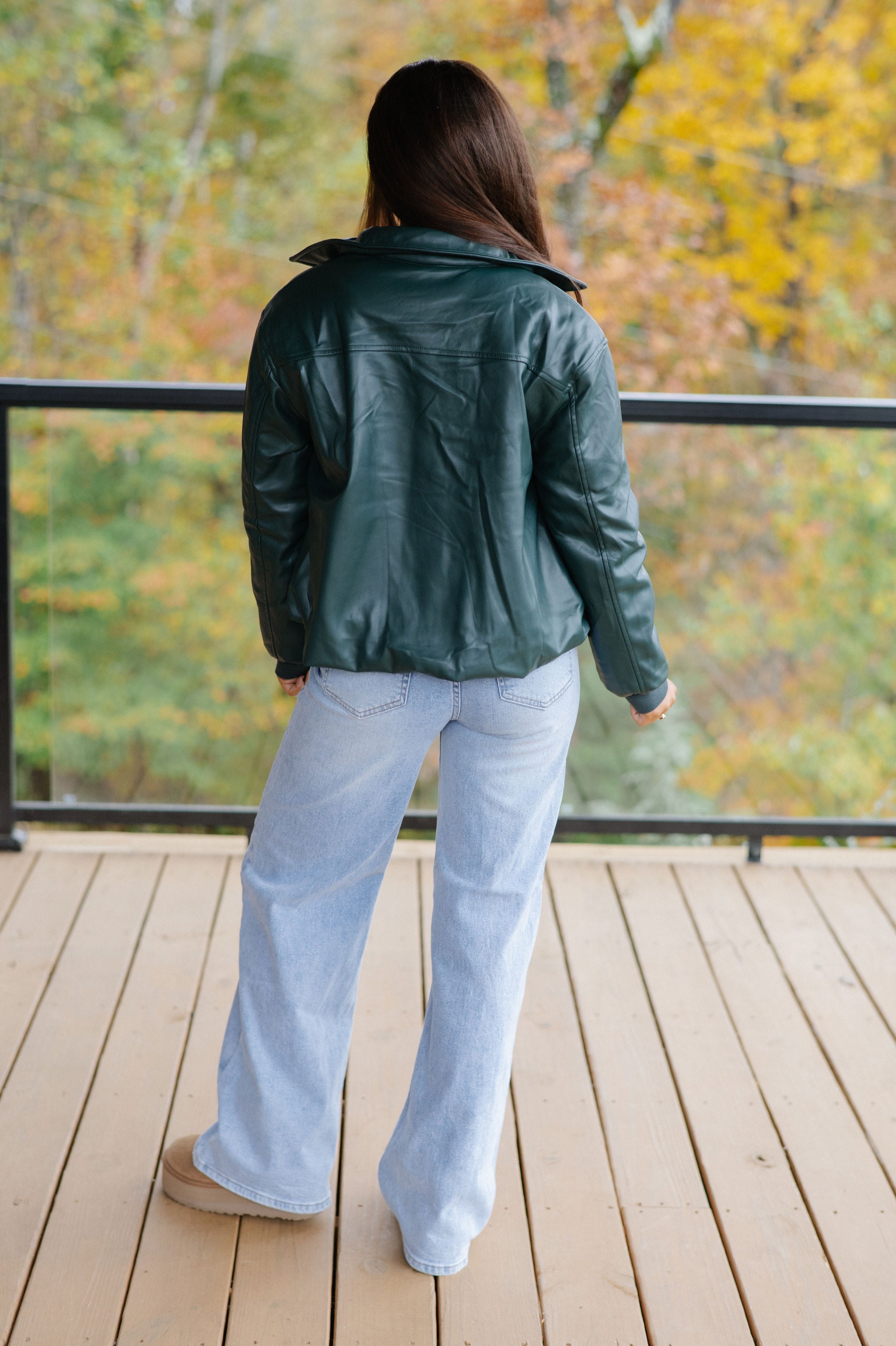 Hollow Bomber Jacket-Hunter Green