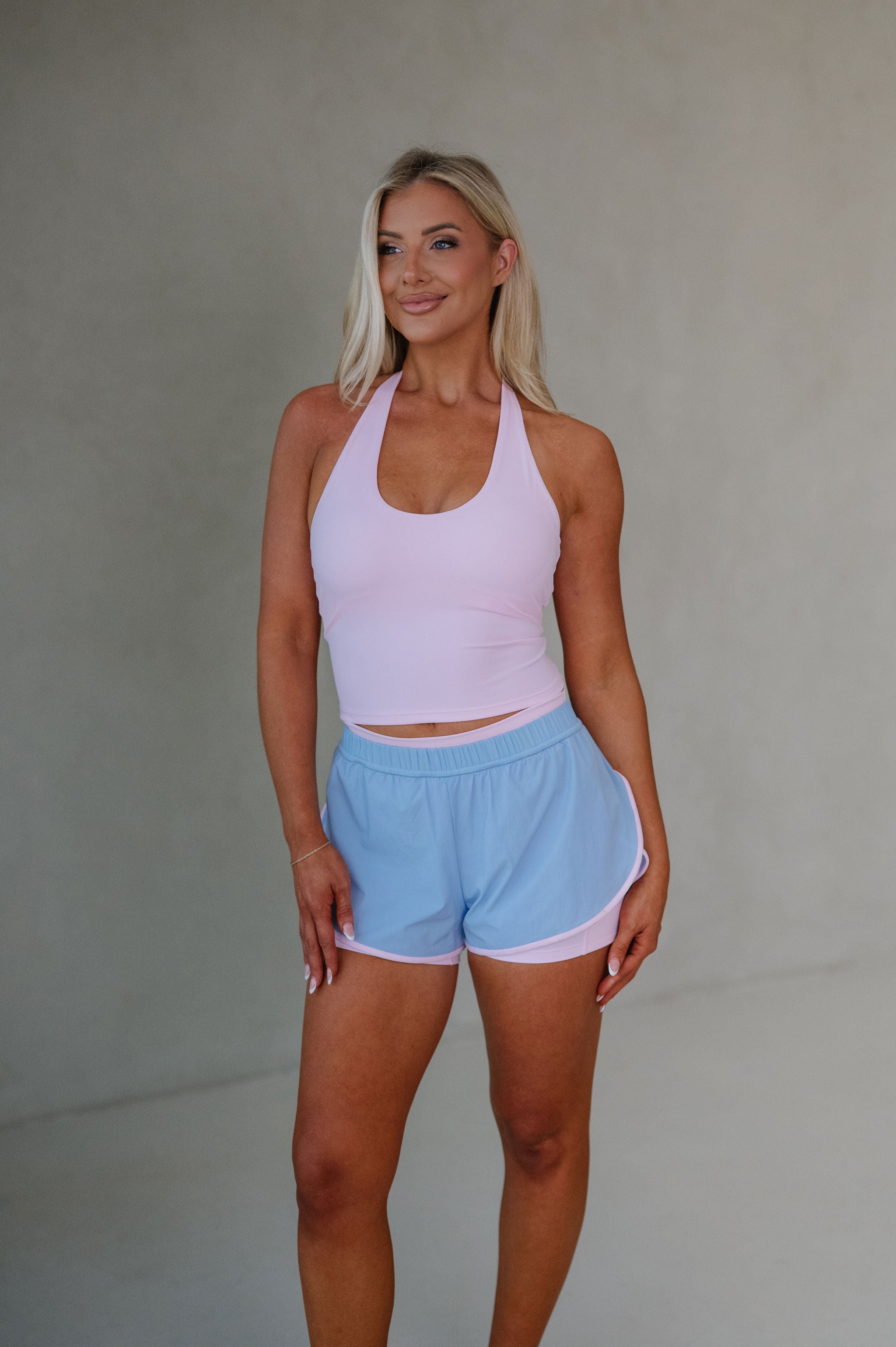 Logan Scoop Neck Halter Top-Light Pink
