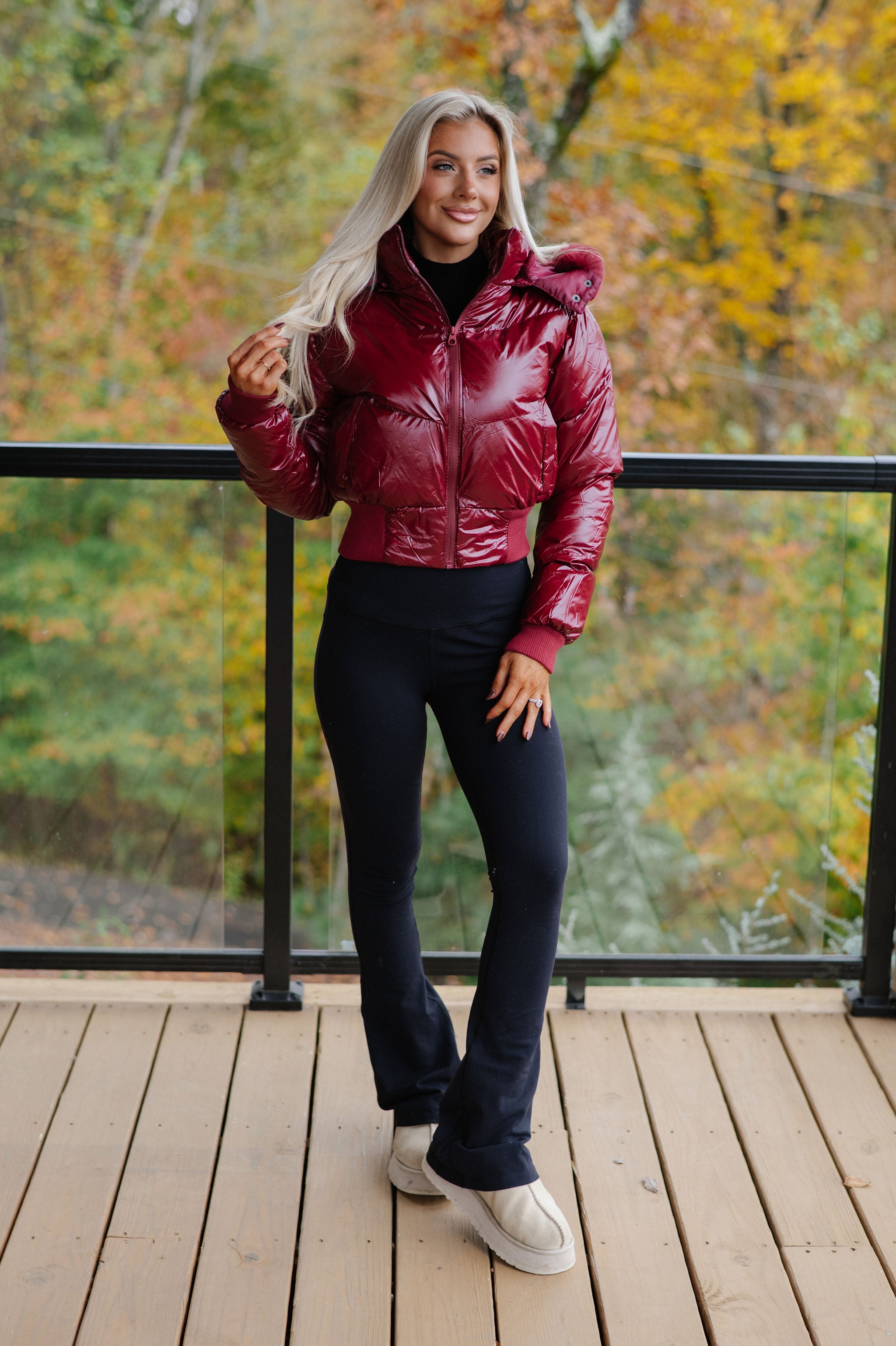 Betsy Hooded Puffer-Burgundy