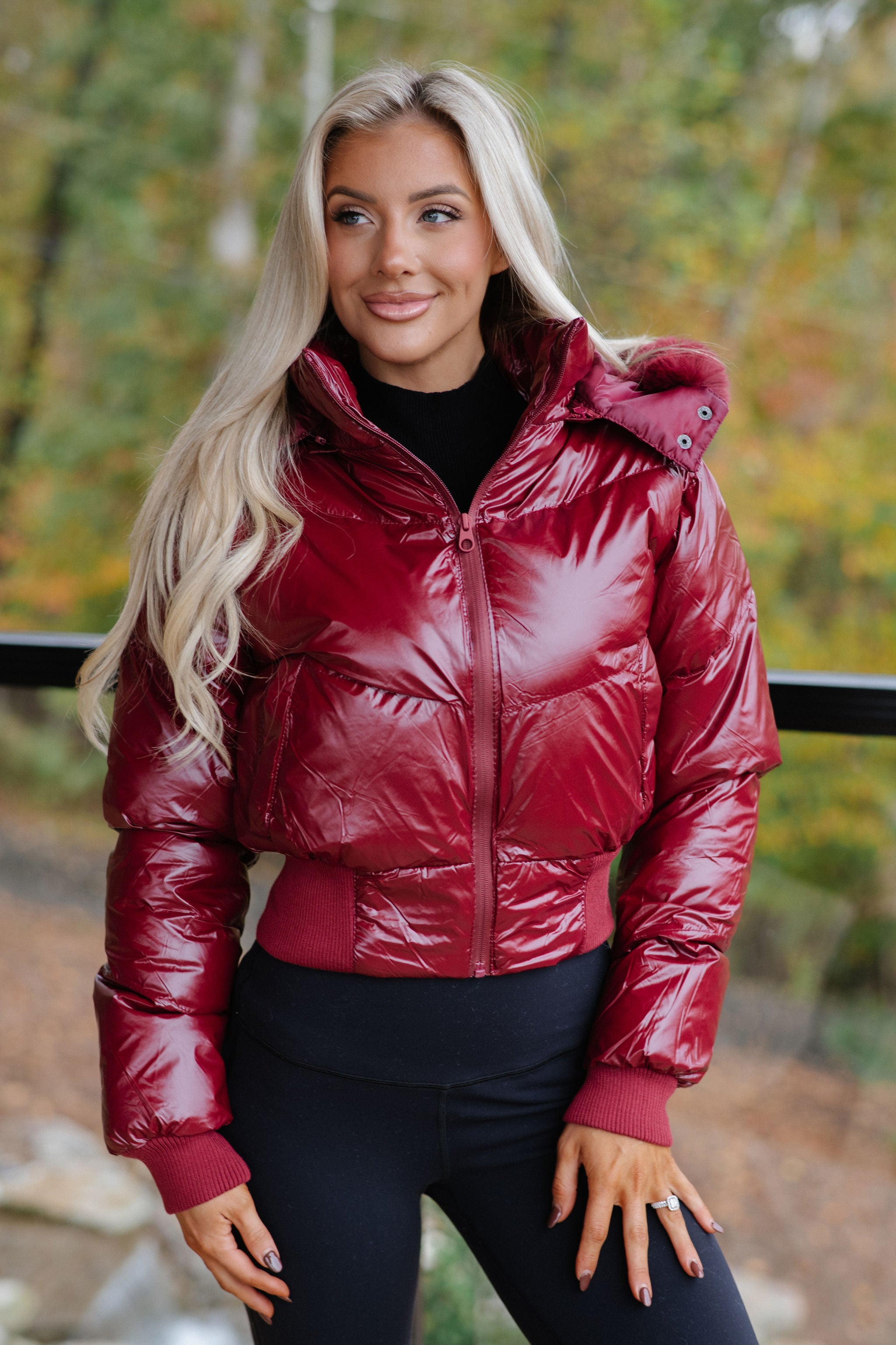 Betsy Hooded Puffer-Burgundy