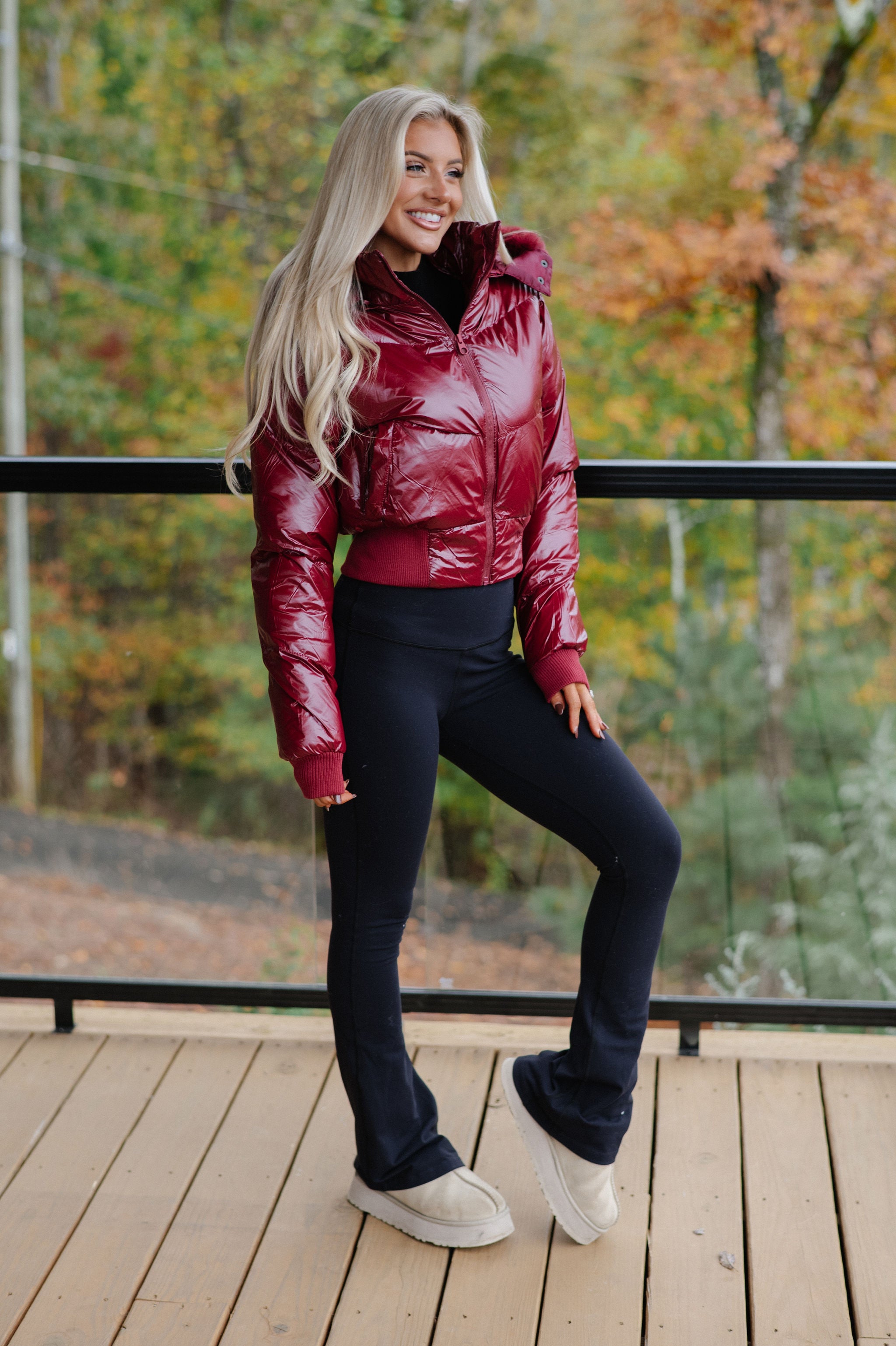 Betsy Hooded Puffer-Burgundy