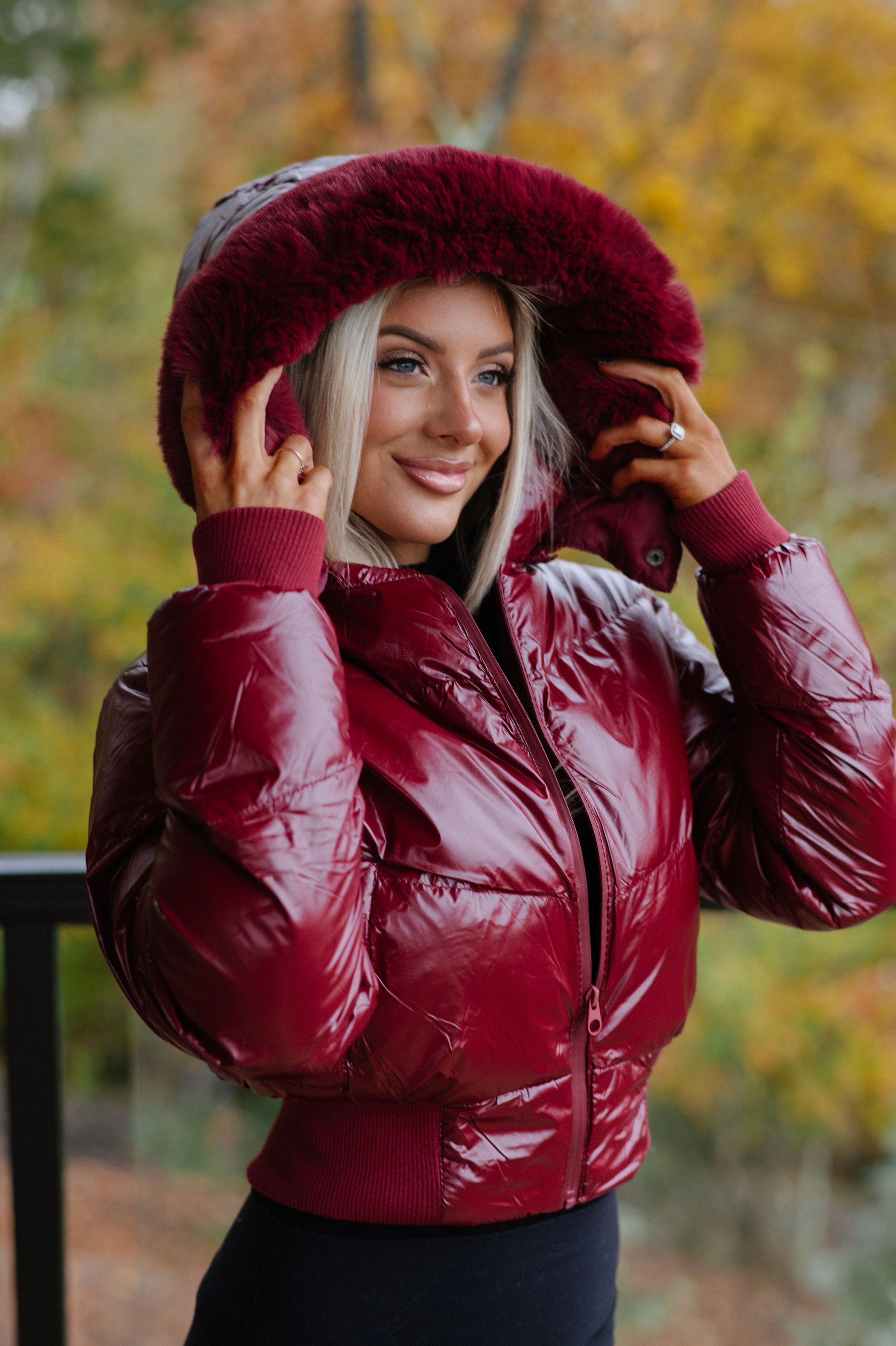 Betsy Hooded Puffer-Burgundy