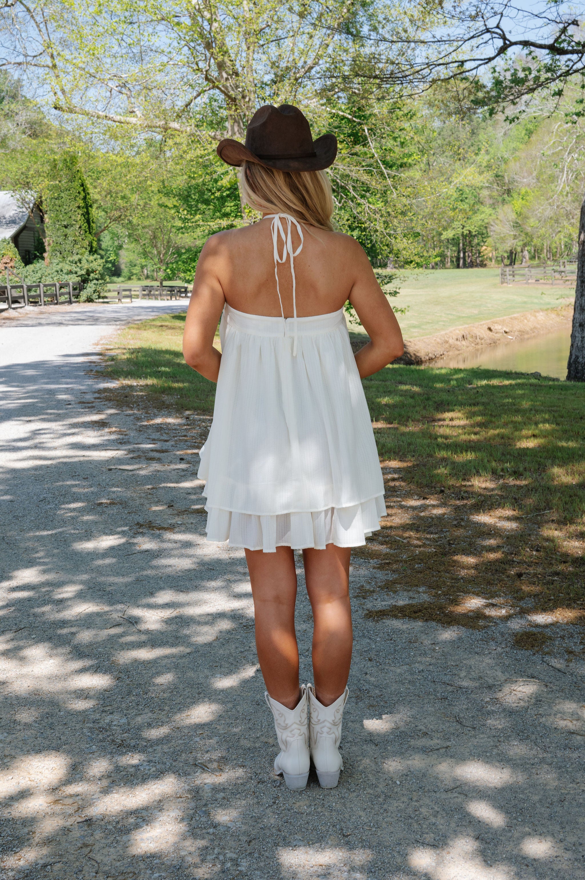 West Rosette Dress-Ivory
