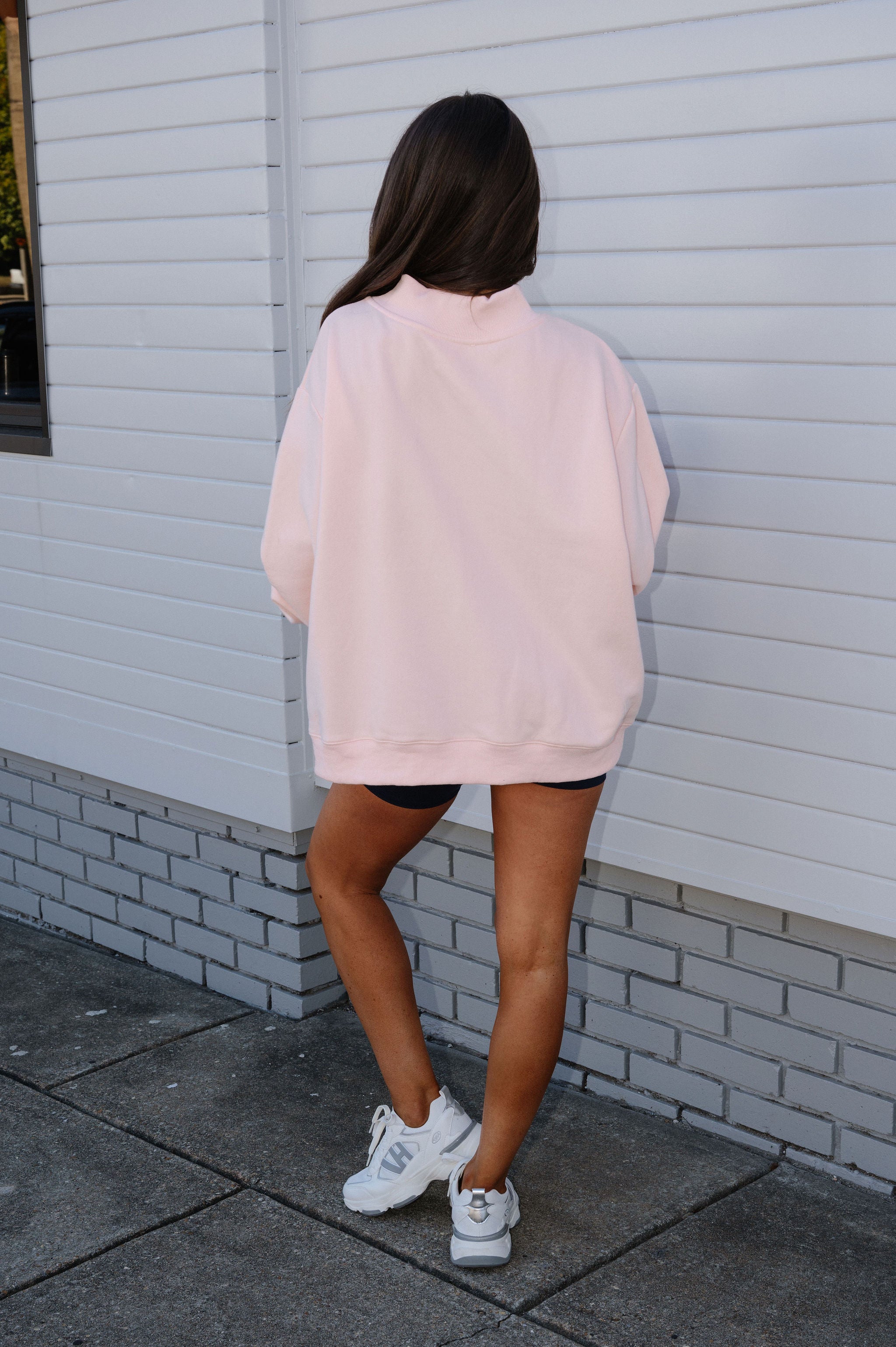 "Blessed" Mock Neck Sweatshirt-Baby Pink