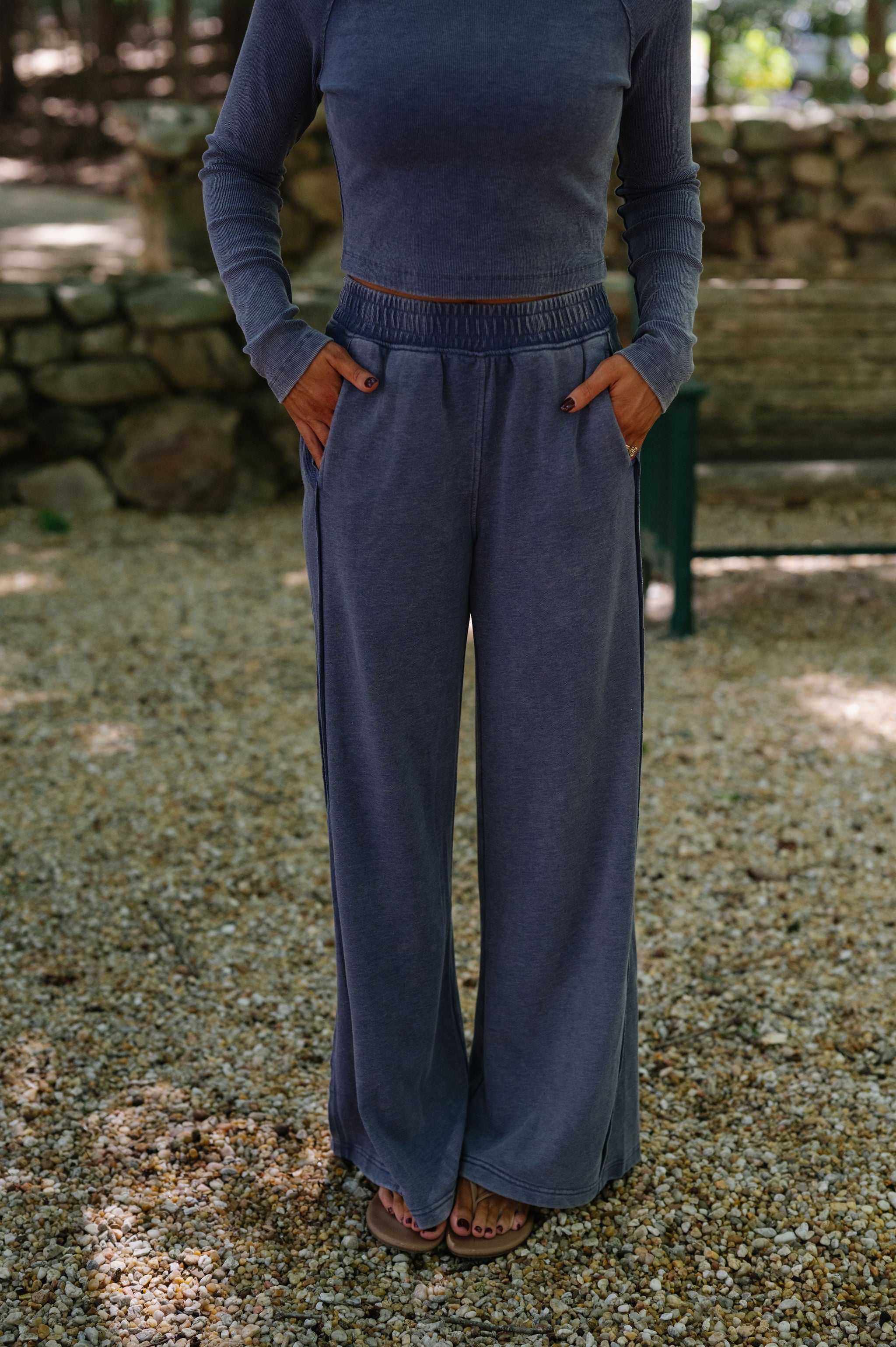 Harleigh Mineral Washed French Terry Set-Navy