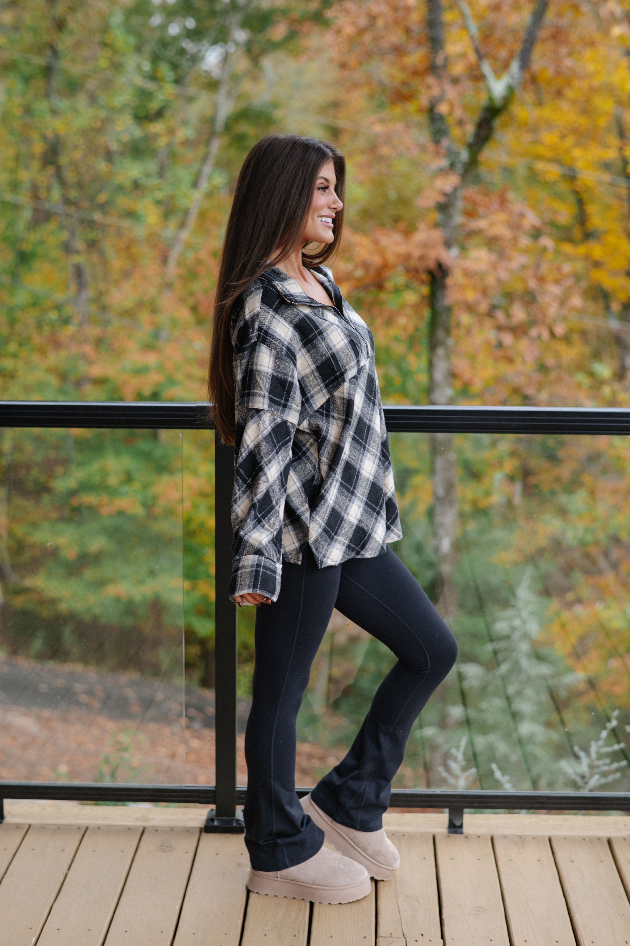 Mya Plaid Pullover-Black