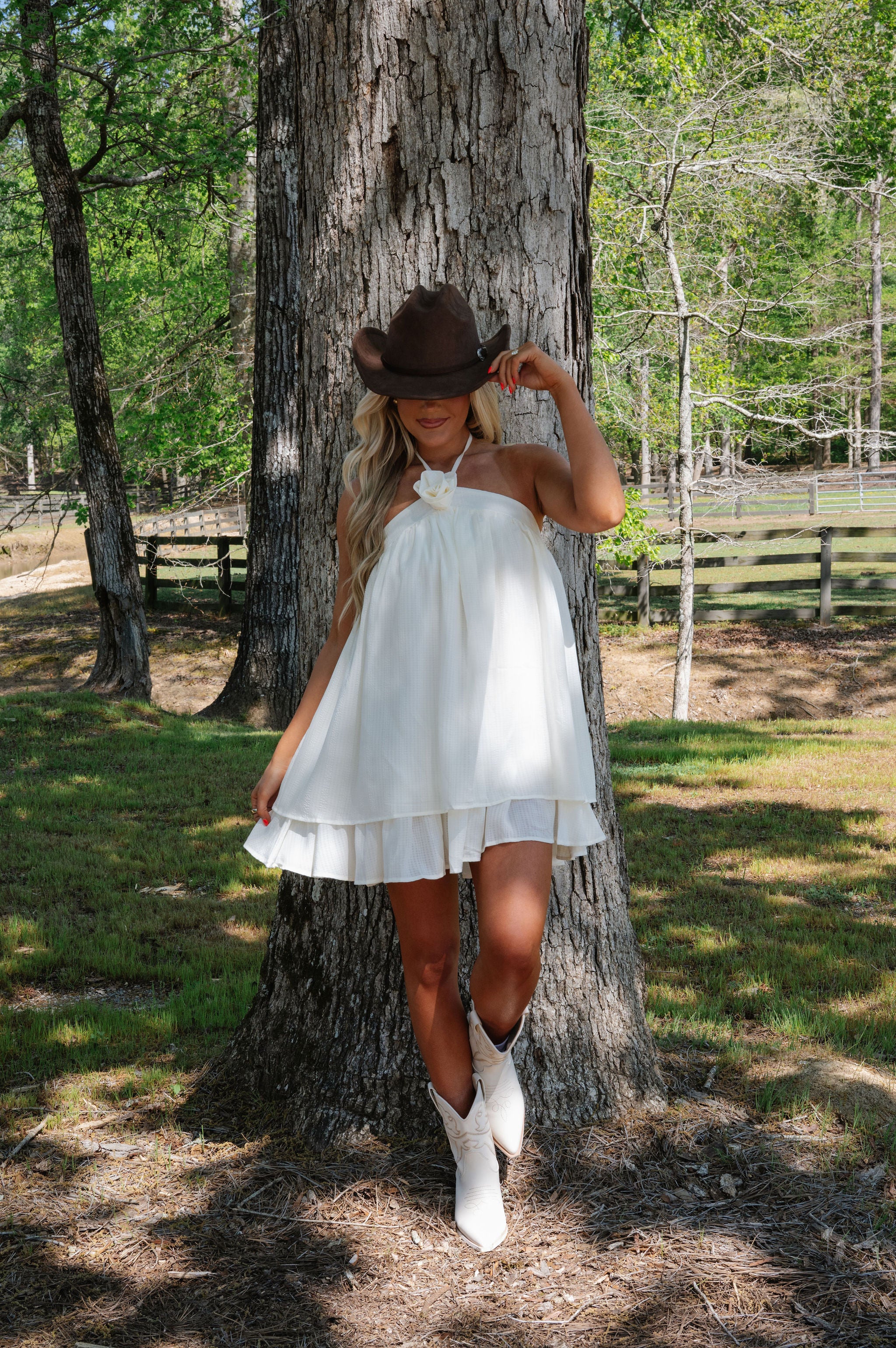 West Rosette Dress-Ivory