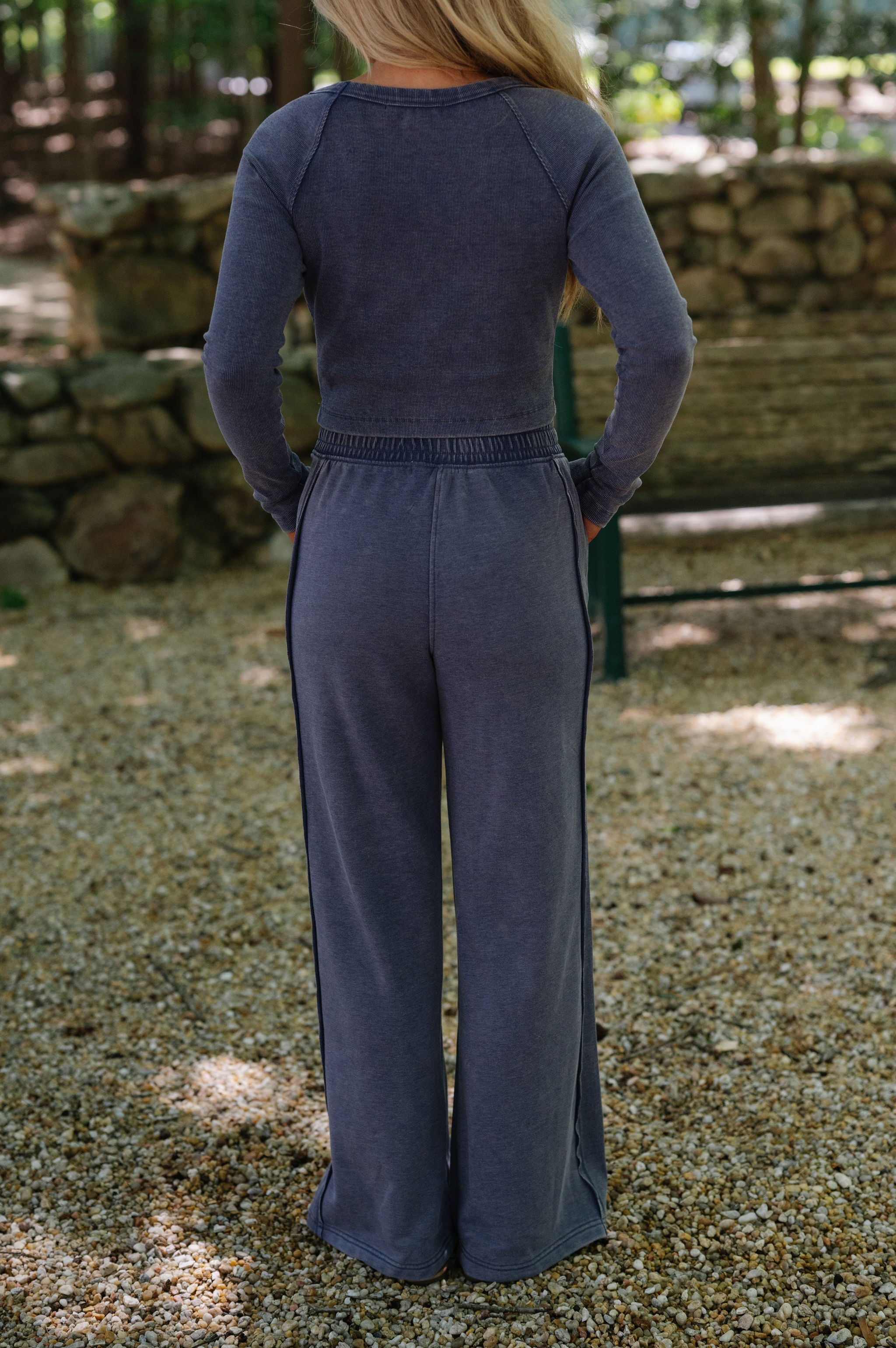 Harleigh Mineral Washed French Terry Set-Navy