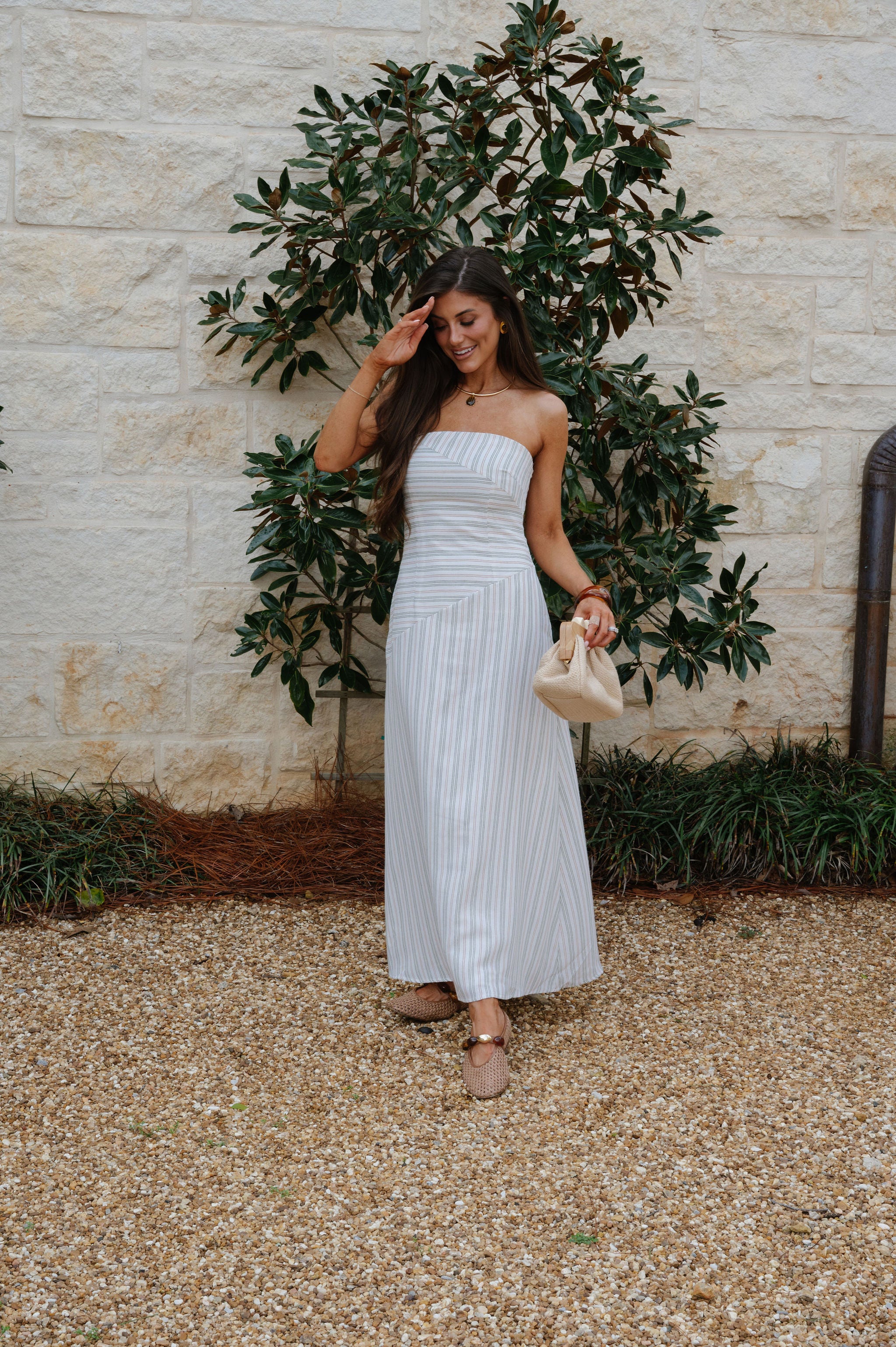 Stripes Strapless Maxi Dress-Multi