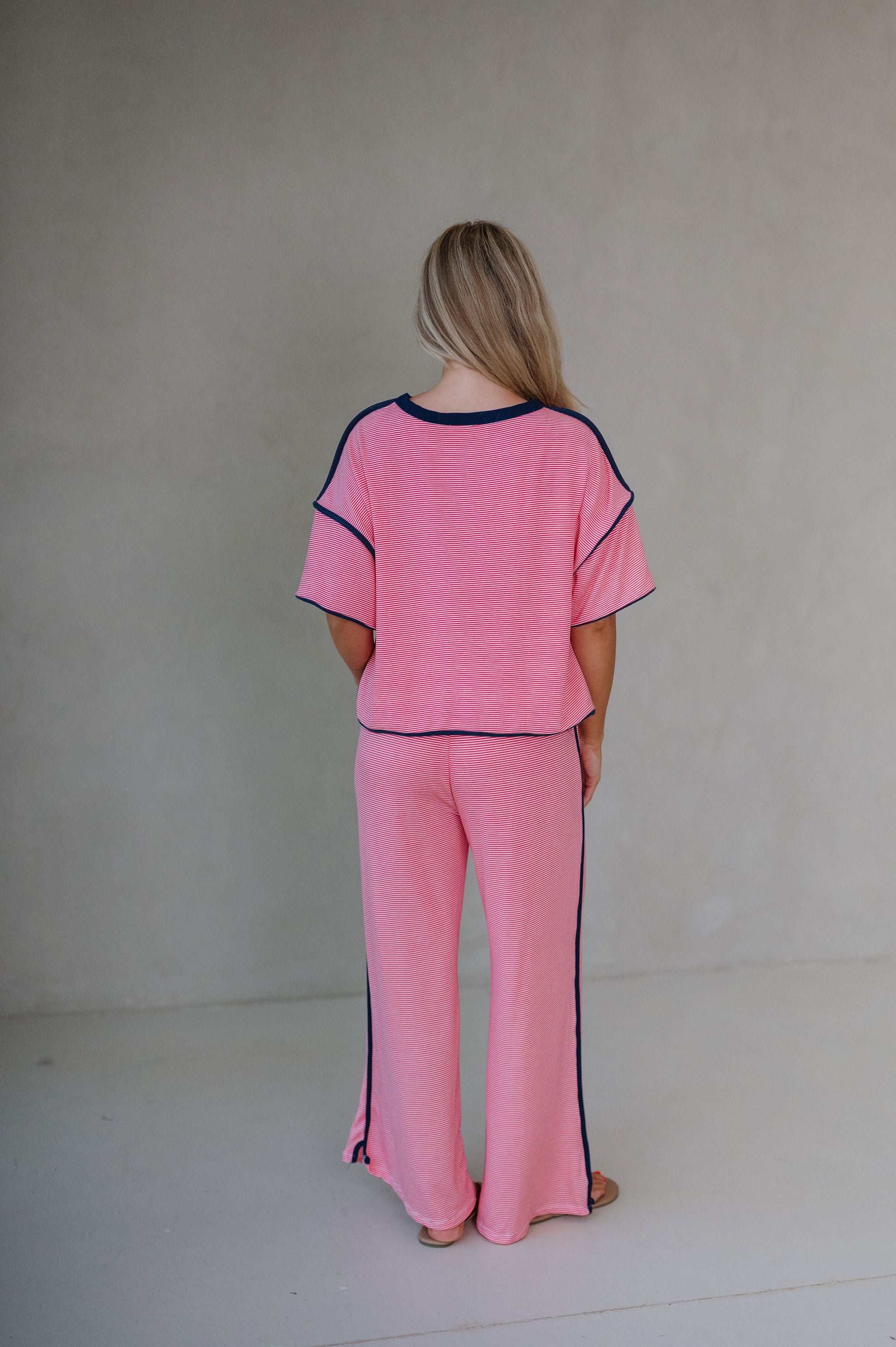 Ollie Contrast Wide Leg Pants Set-Watermelon