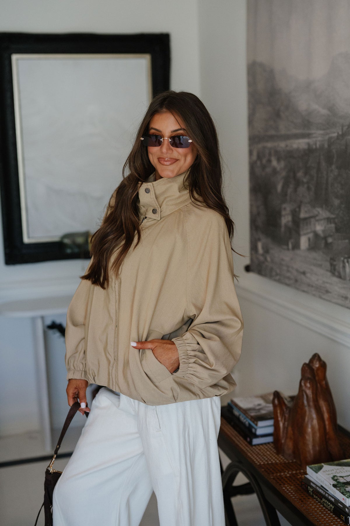 Roxanne Zip-up Jacket-Camel