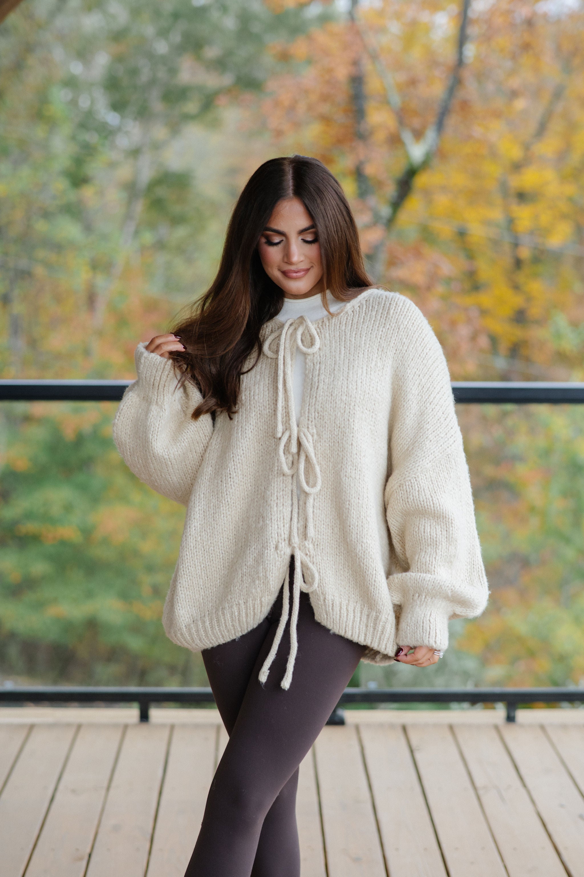 Huntley Tie Cardigan-Light Taupe