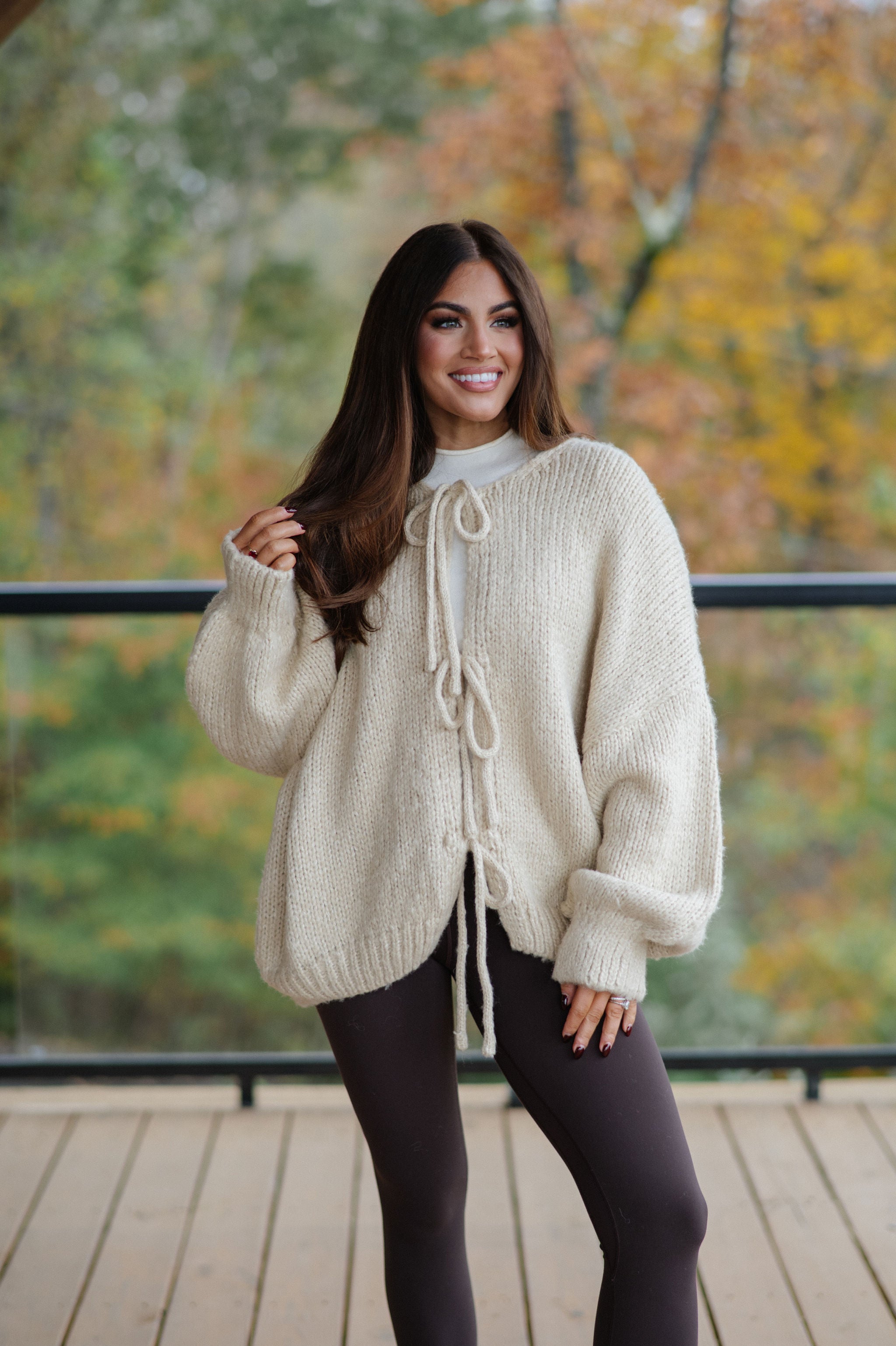 Huntley Tie Cardigan-Light Taupe