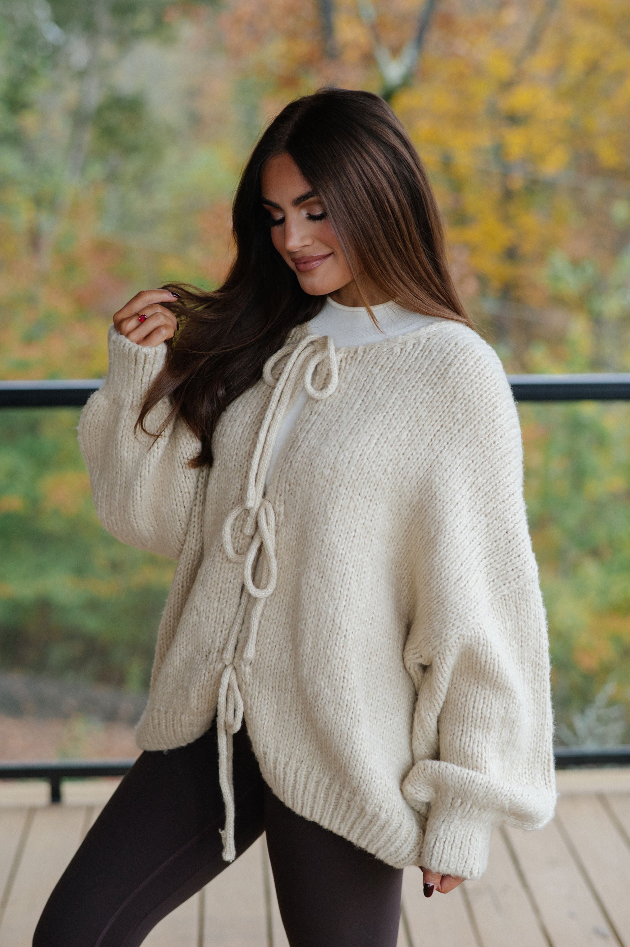 Huntley Tie Cardigan-Light Taupe