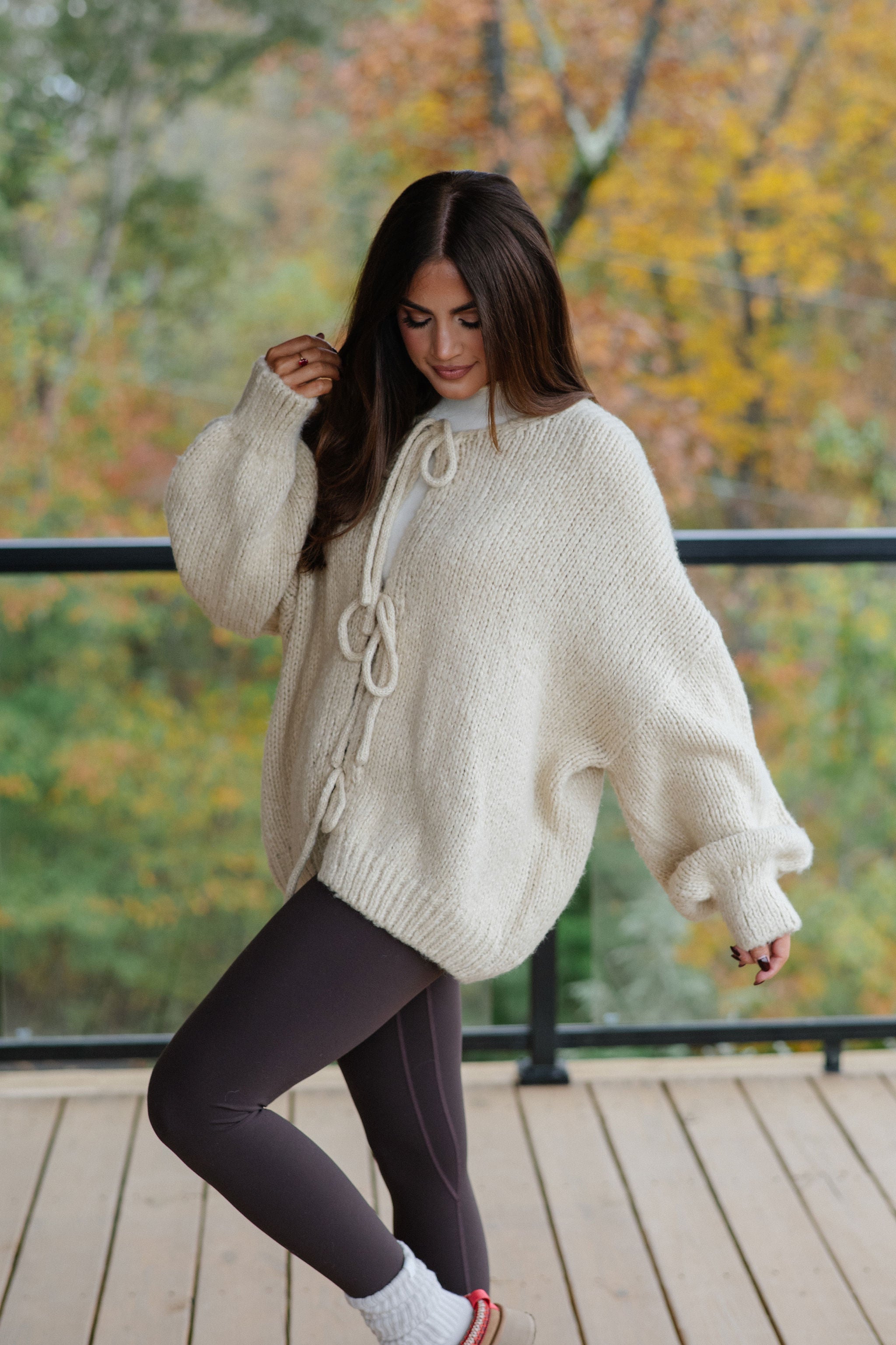 Huntley Tie Cardigan-Light Taupe