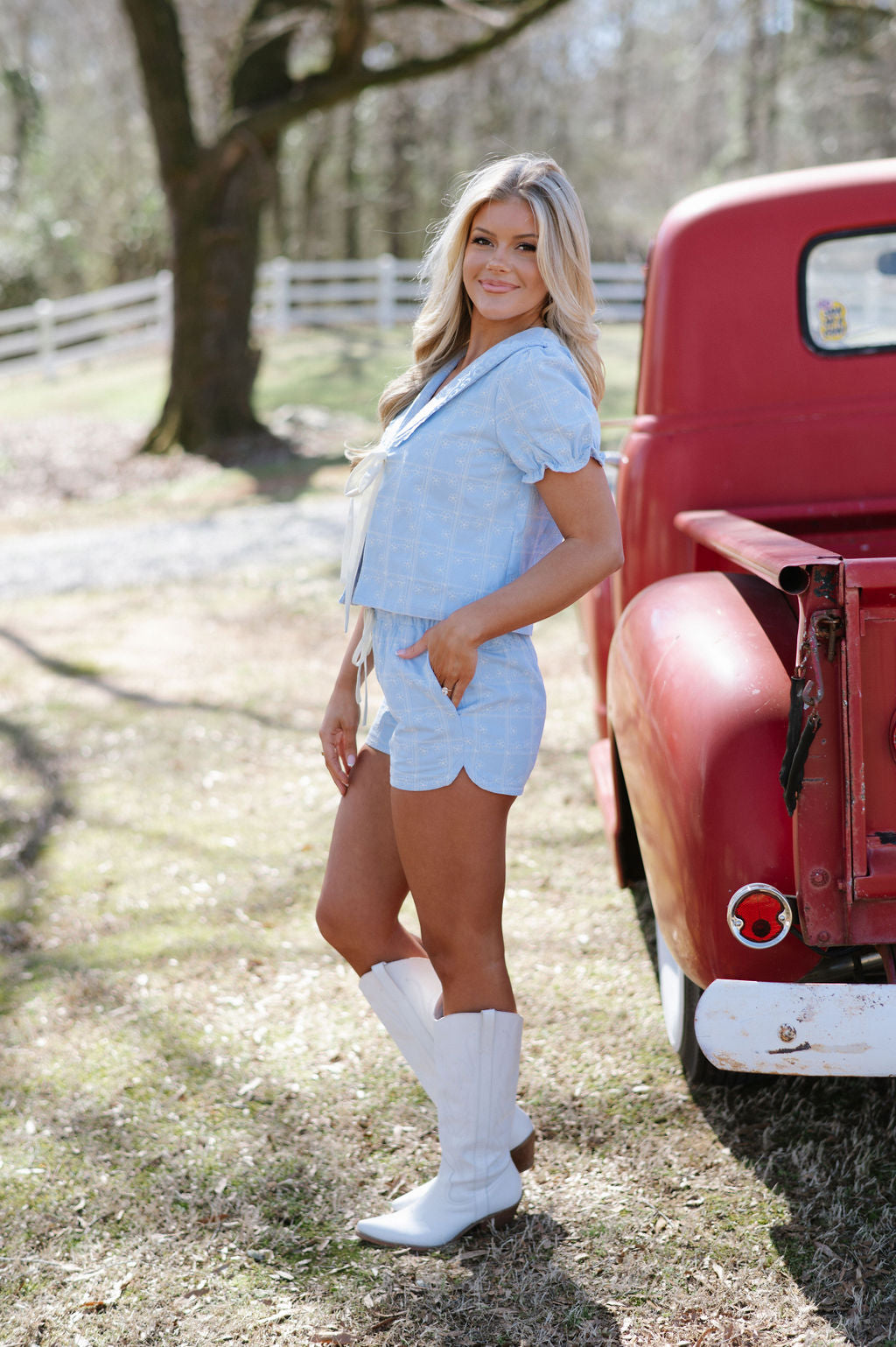 Carrington Shorts Set-Sky Blue