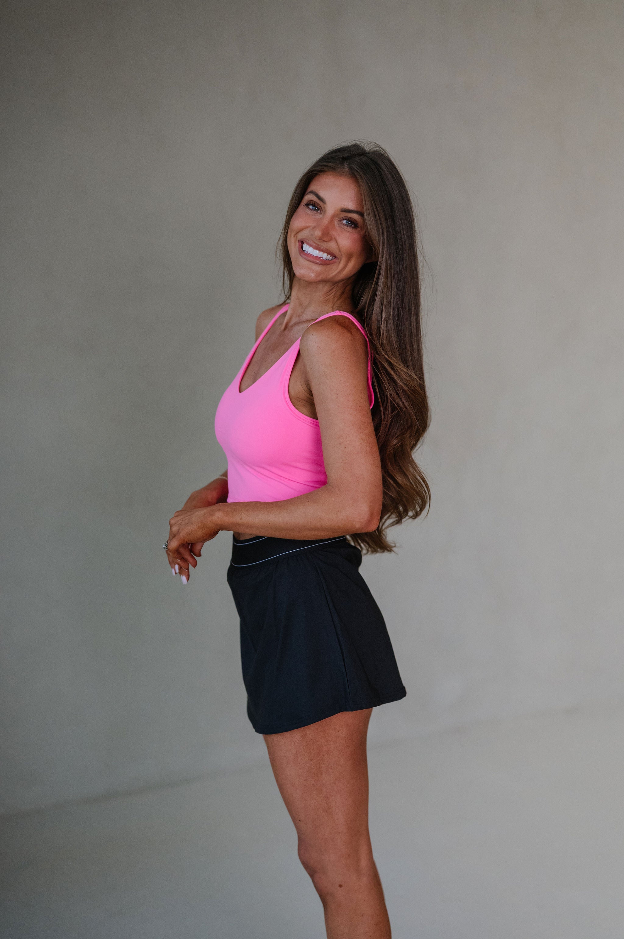 Performance Cropped Tank Top-Hot Pink