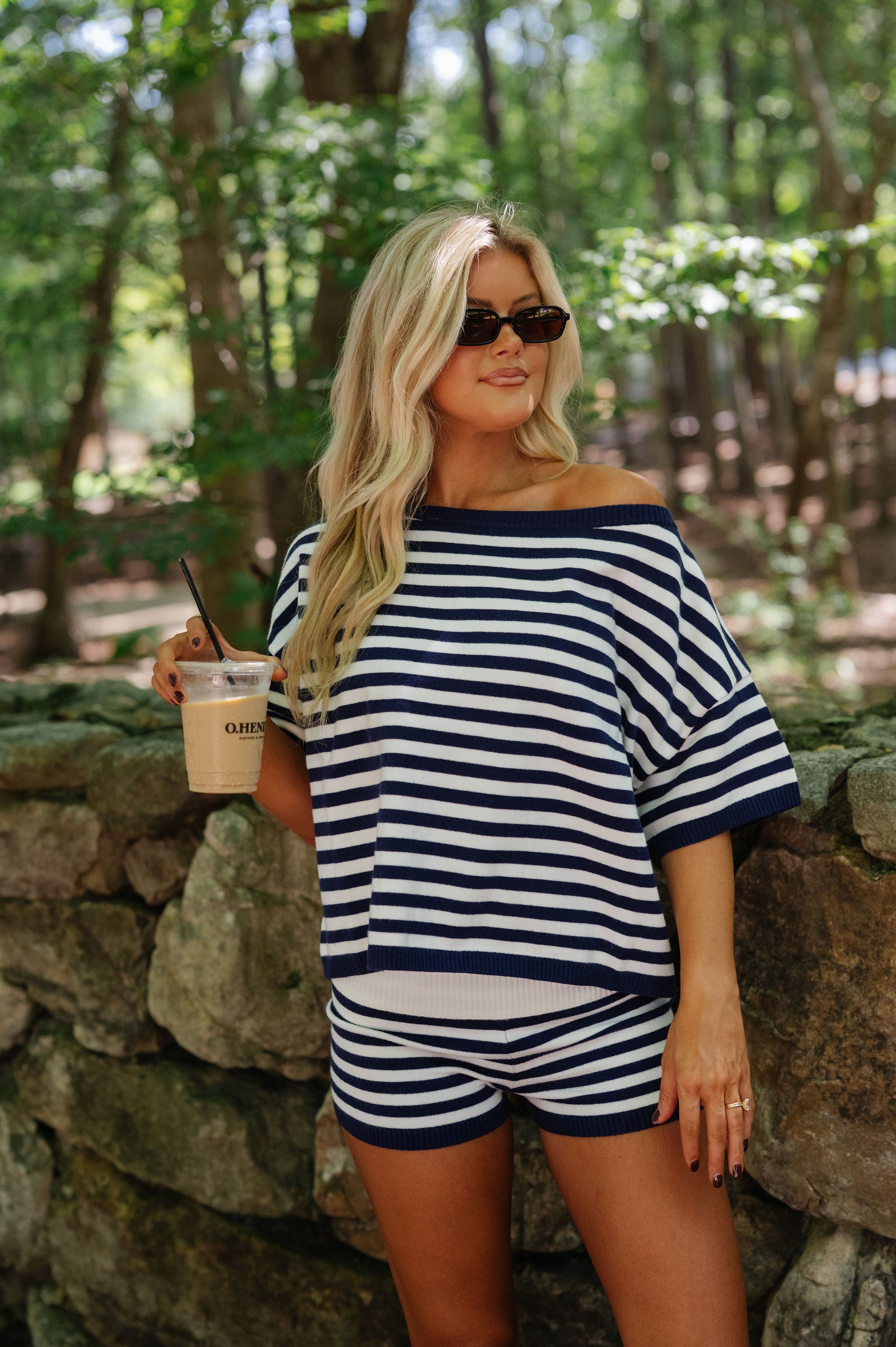 Stassi Stripe Knit Set-Off White/Navy