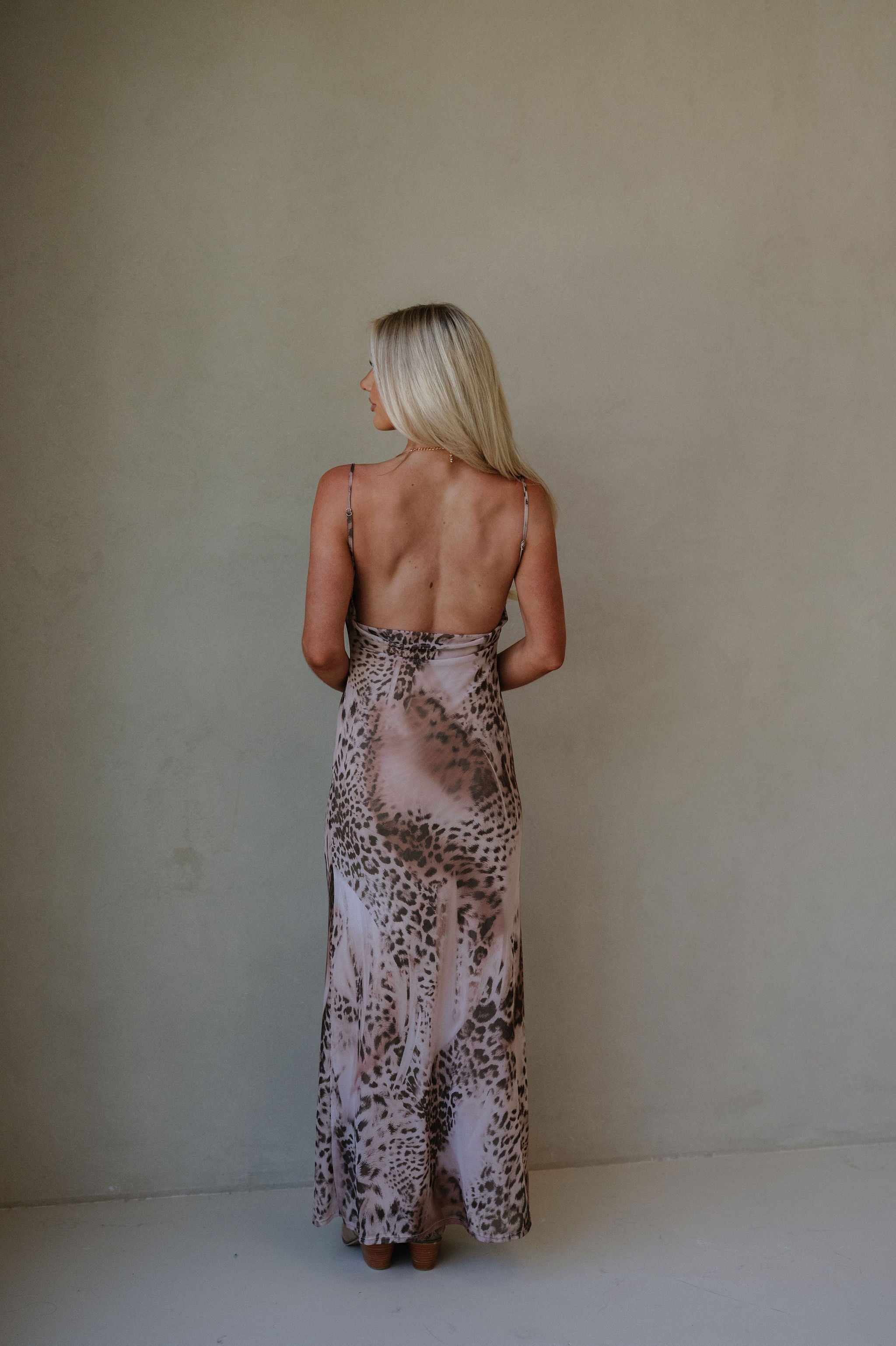Brooke Cowl Neck Maxi Dress-Brown Leopard
