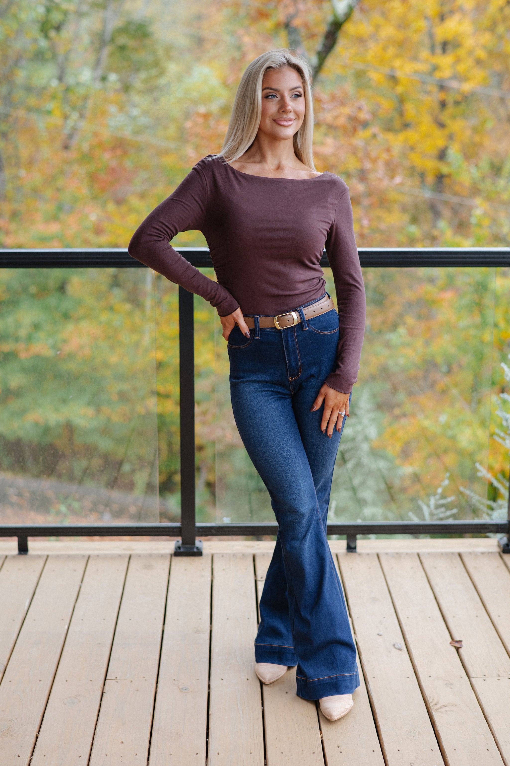Hazel Boatneck Top-Brown