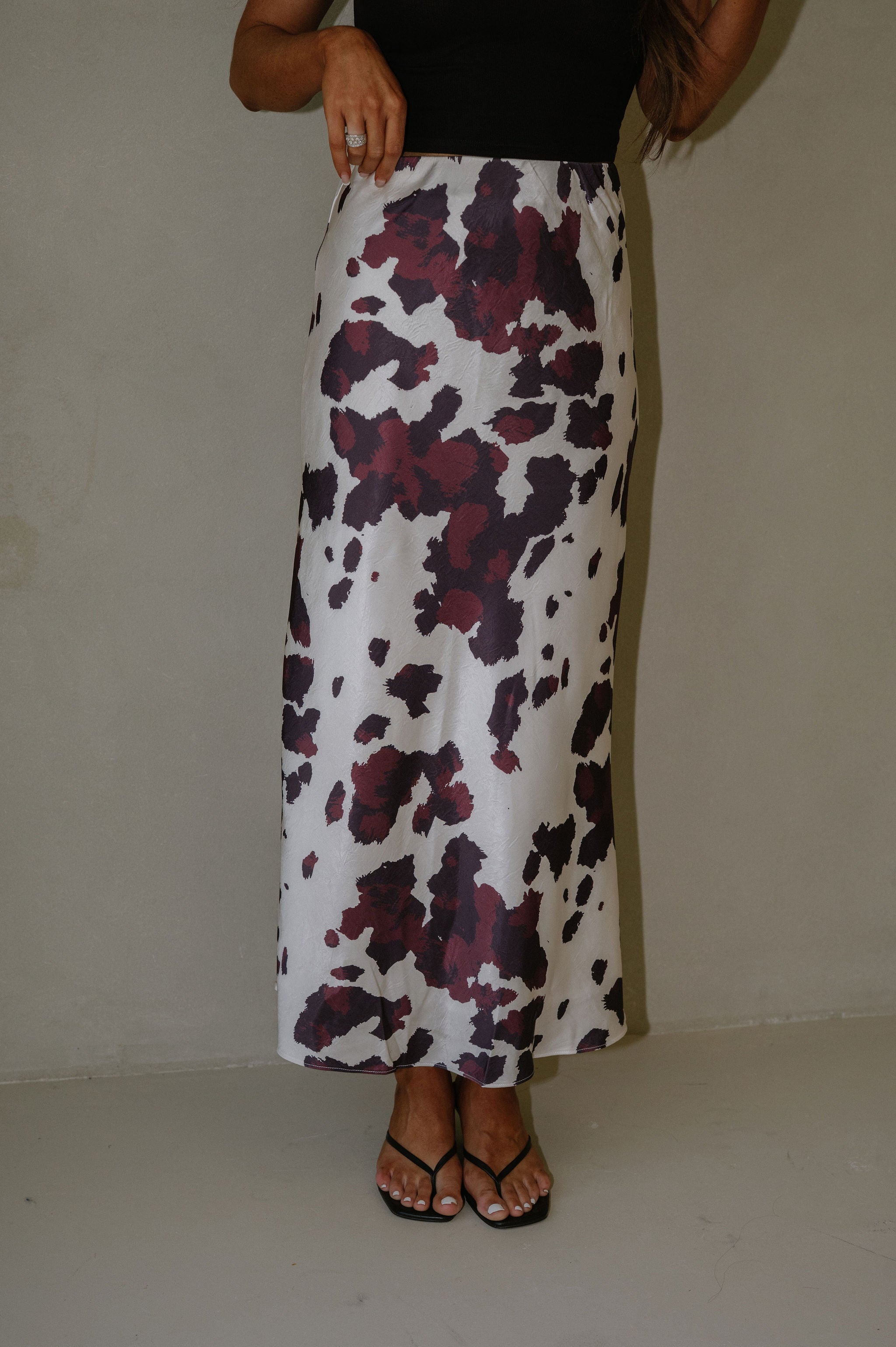 Animal Print Midi Skirt-Cream