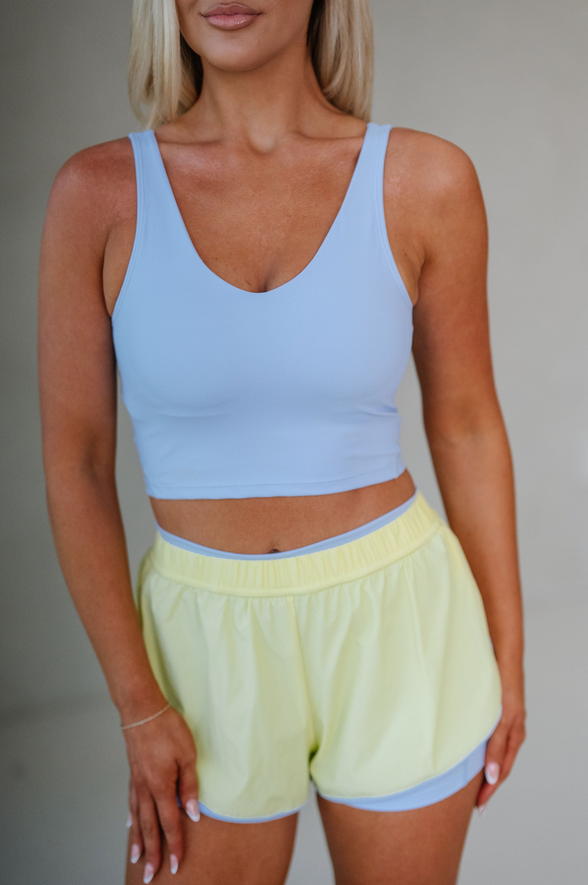 Performance Cropped Tank Top-Light Blue
