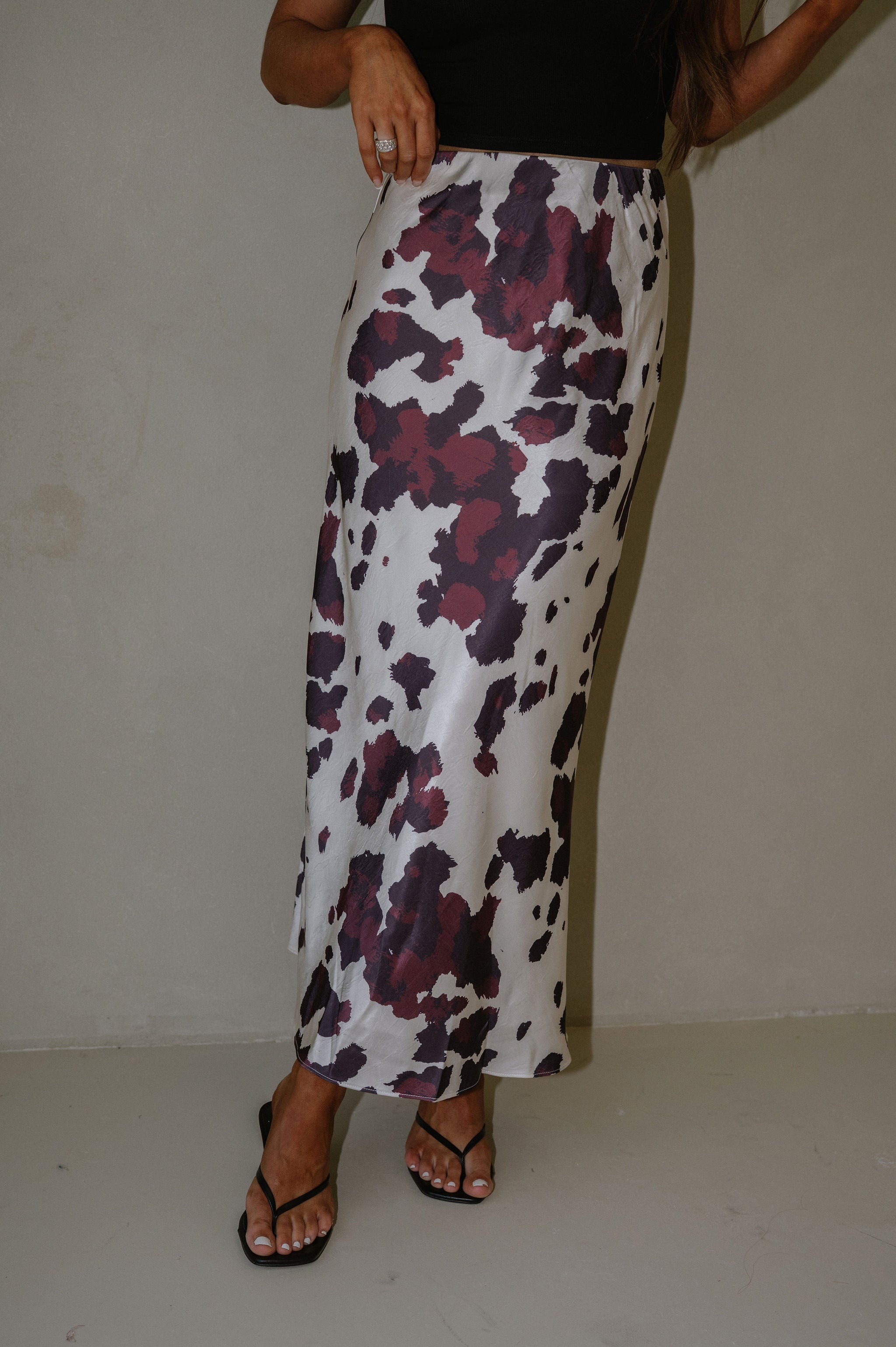 Animal Print Midi Skirt-Cream