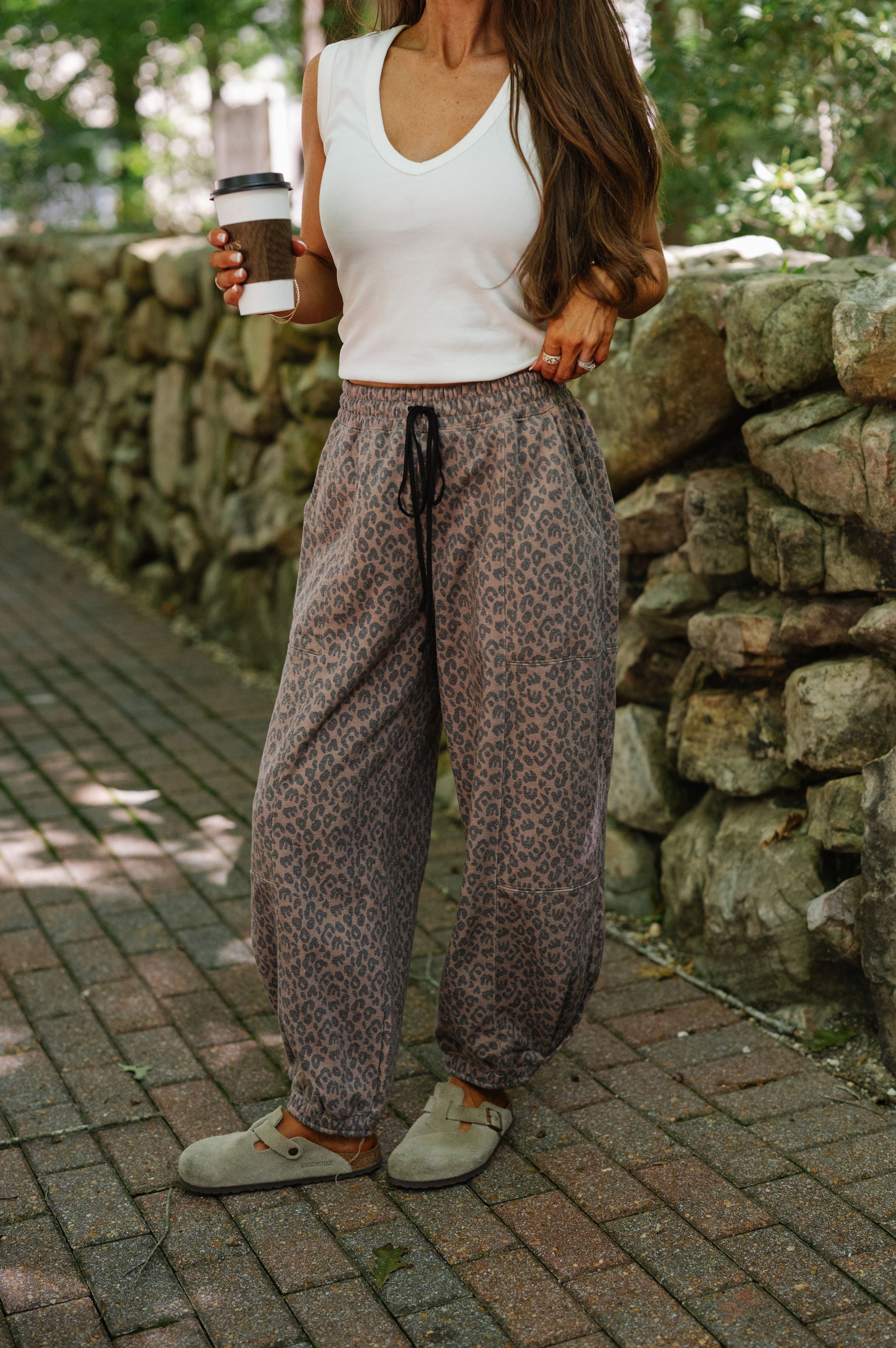 Juda Printed Sweatpants-Chocolate/Black