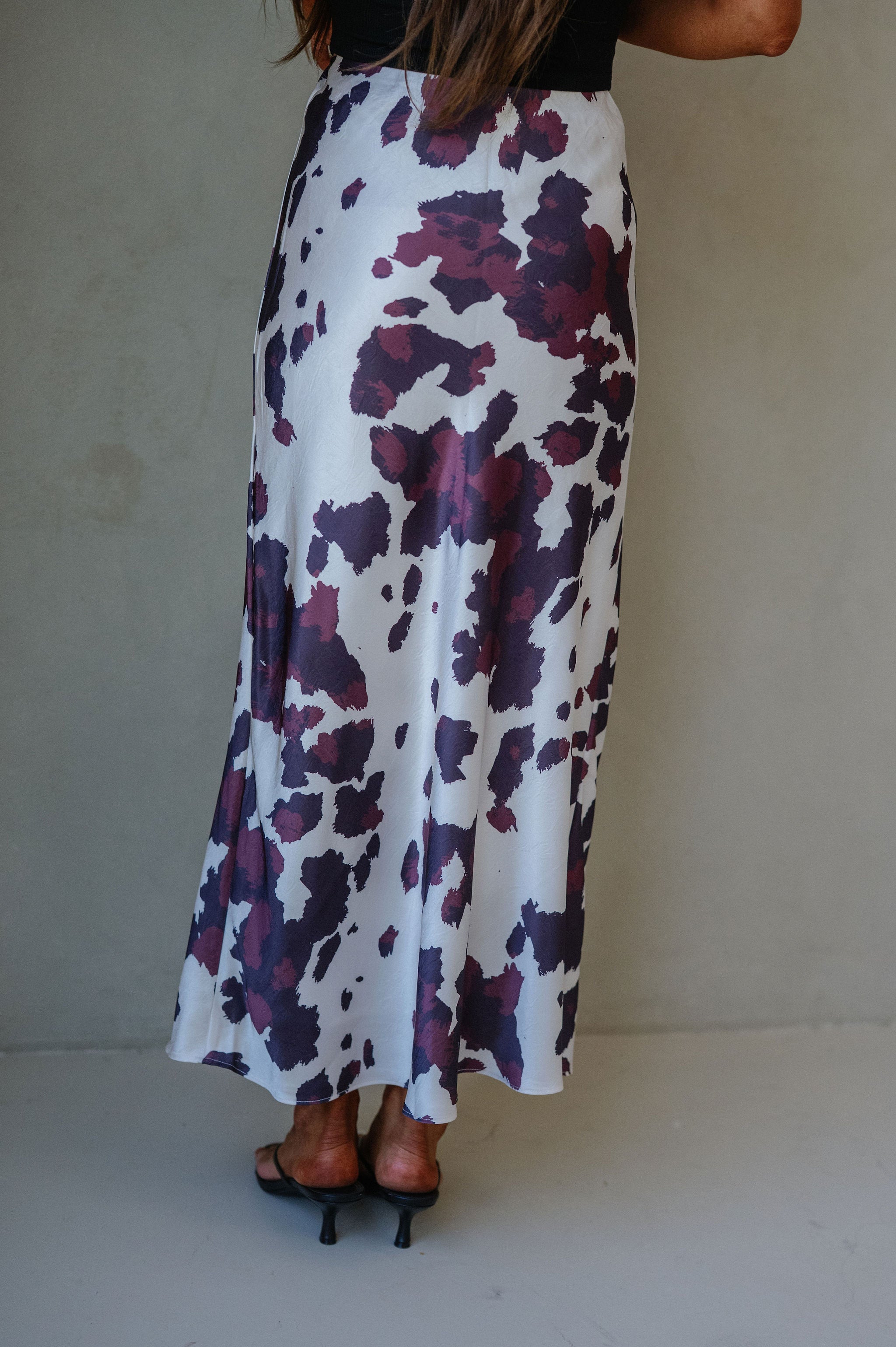 Animal Print Midi Skirt-Cream