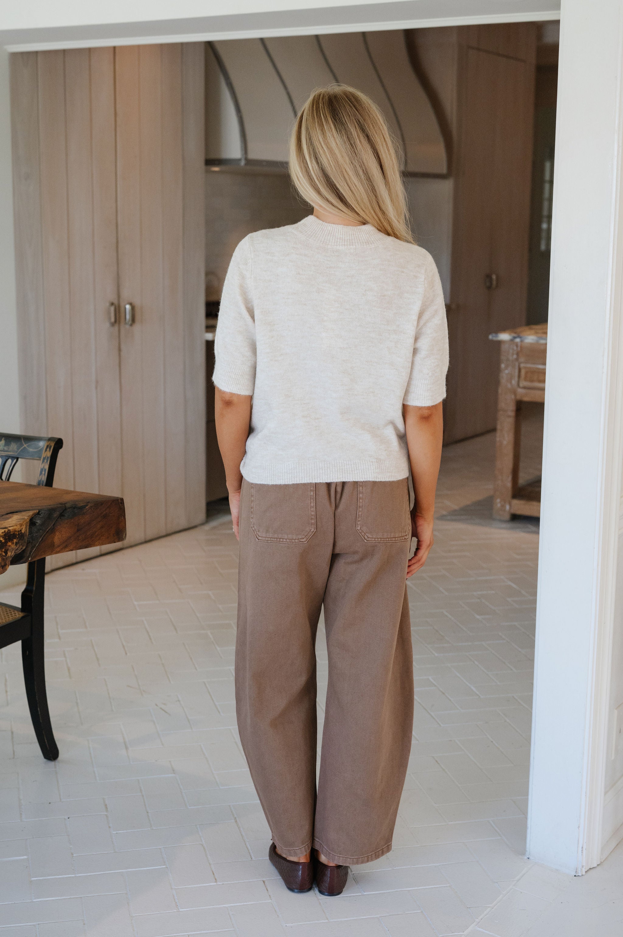 Riley Short Sleeve Sweater-Oatmeal