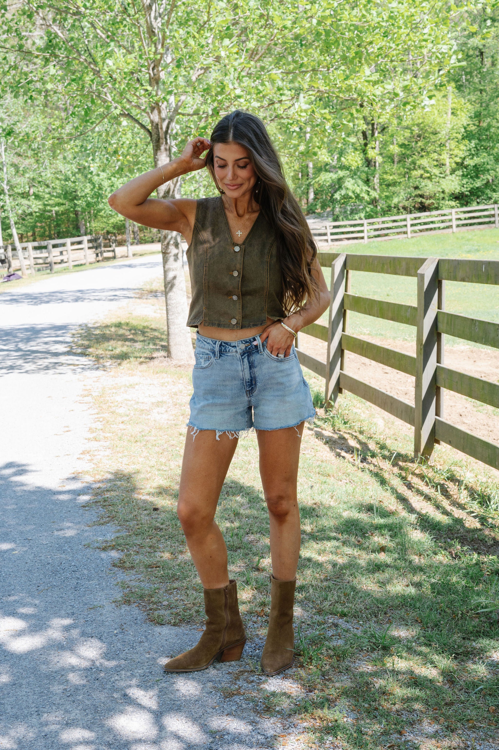 Bridget Paneled Vest-Dark Taupe