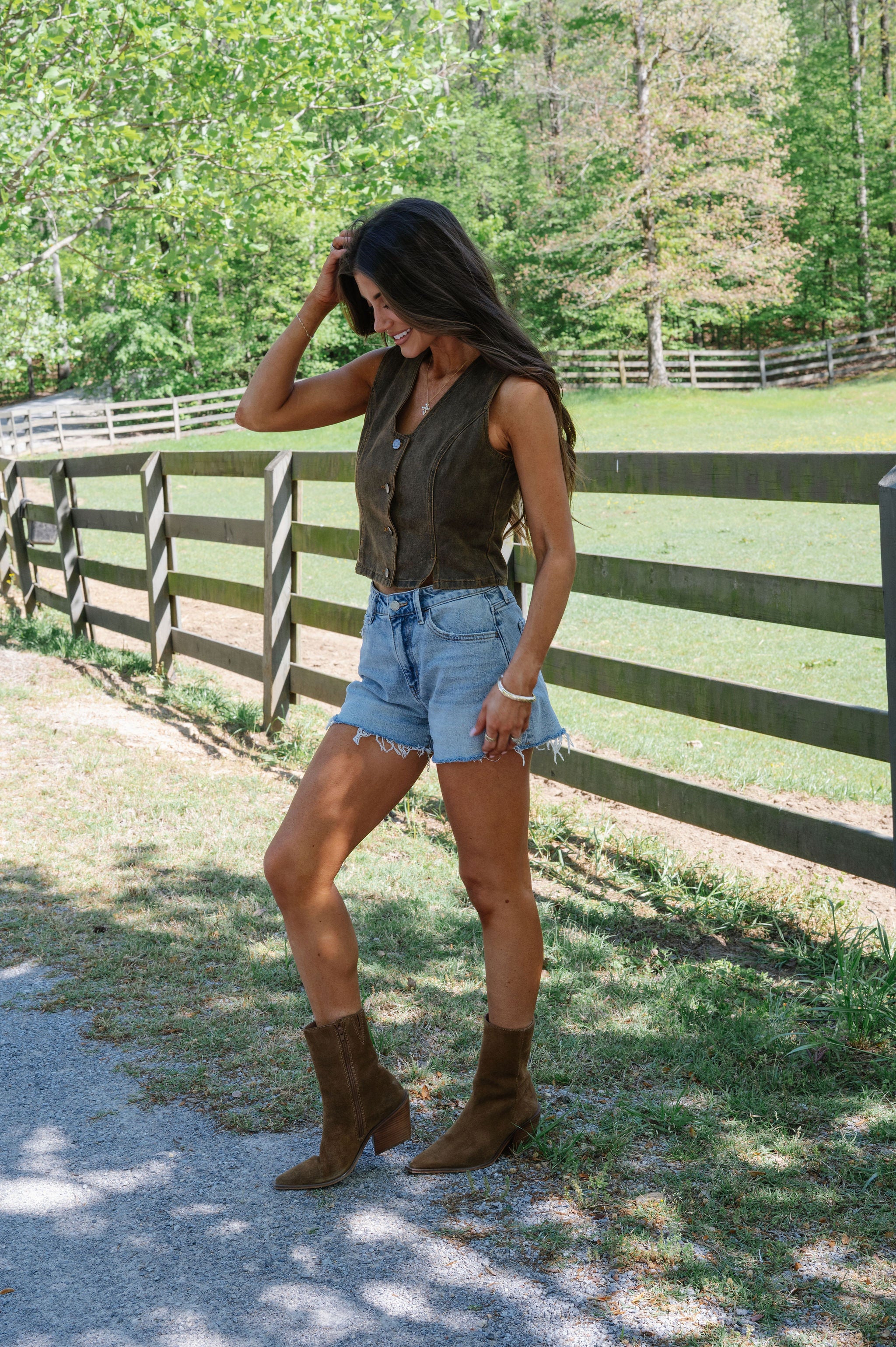 Bridget Paneled Vest-Dark Taupe