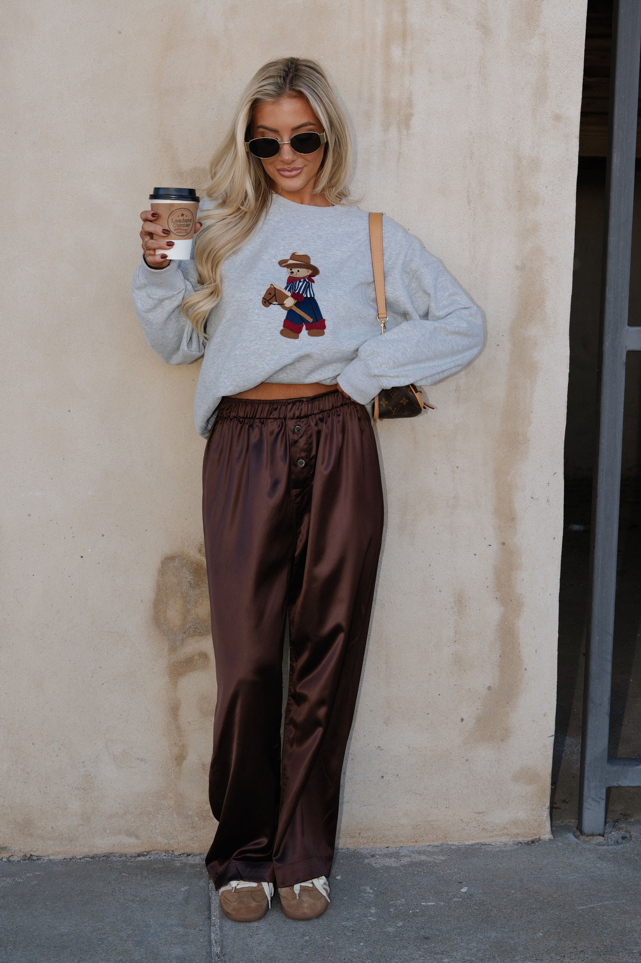 Teddy Crew Neck Sweatshirt-Heather Grey
