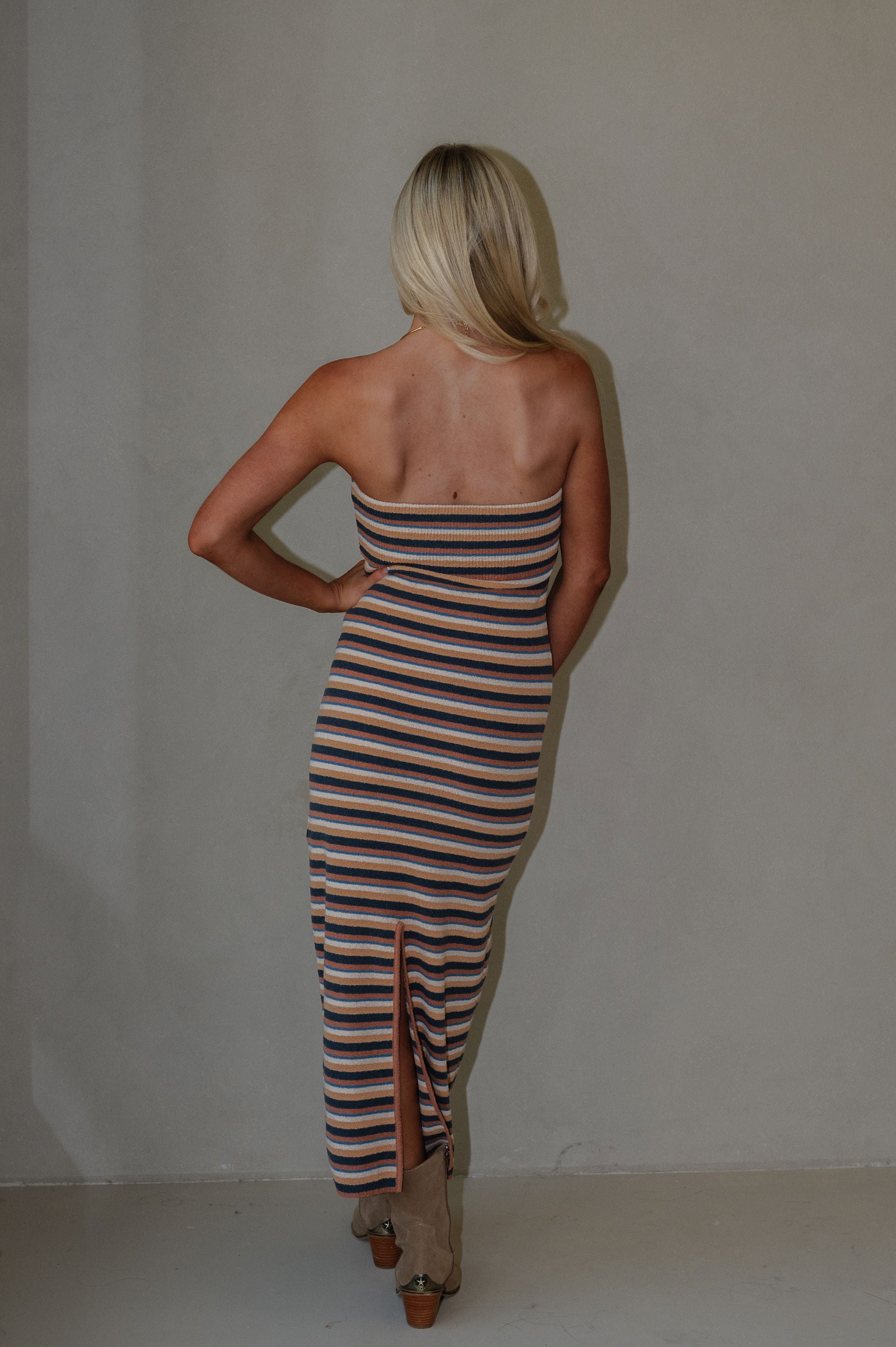 Hutton Midi Dress-Tan/Multi