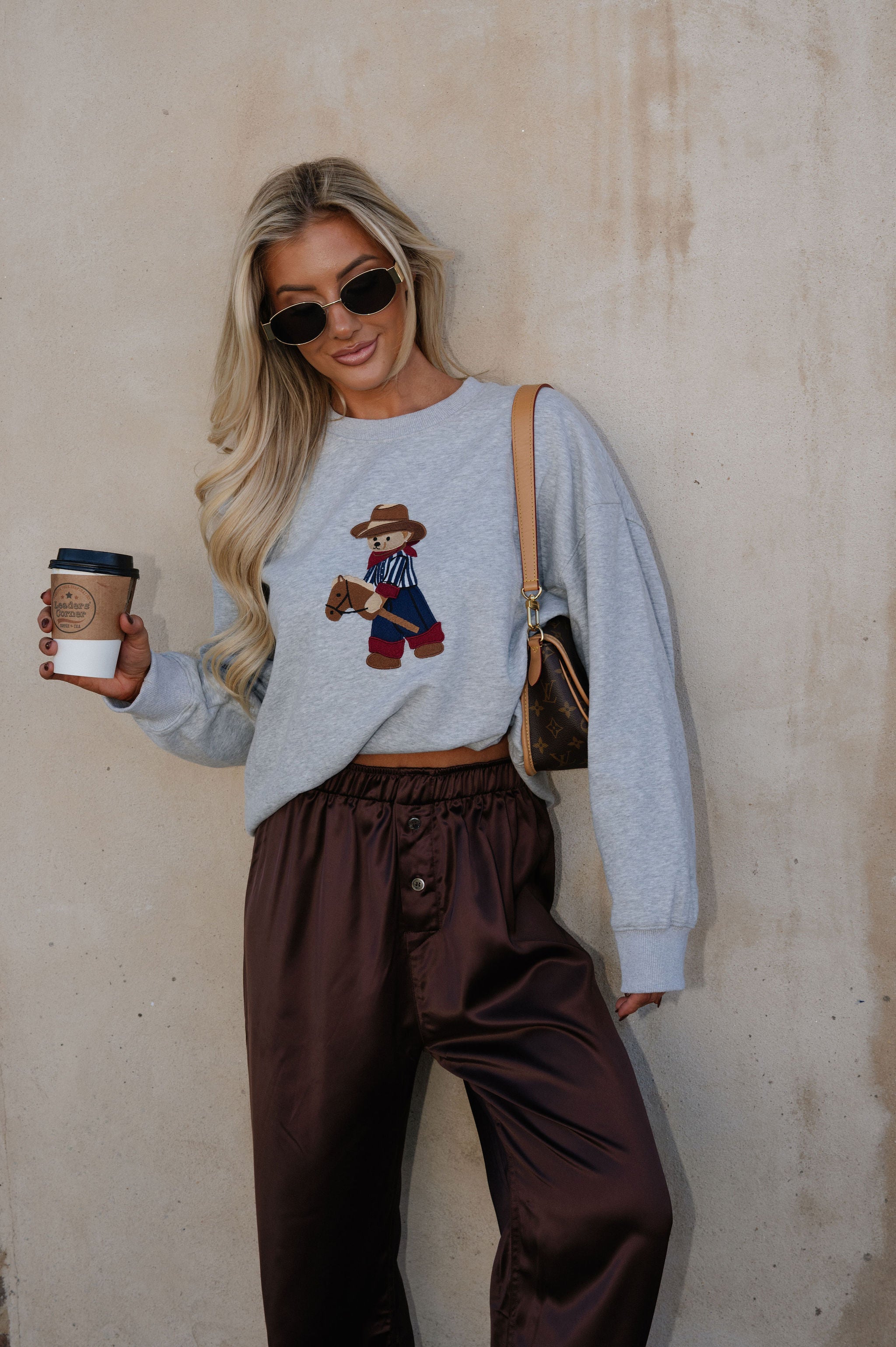 Teddy Crew Neck Sweatshirt-Heather Grey