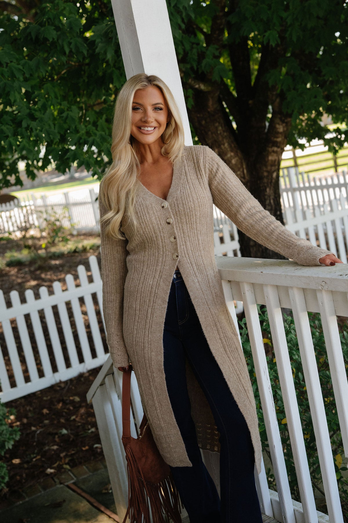 Mia Knit Cardigan-Taupe