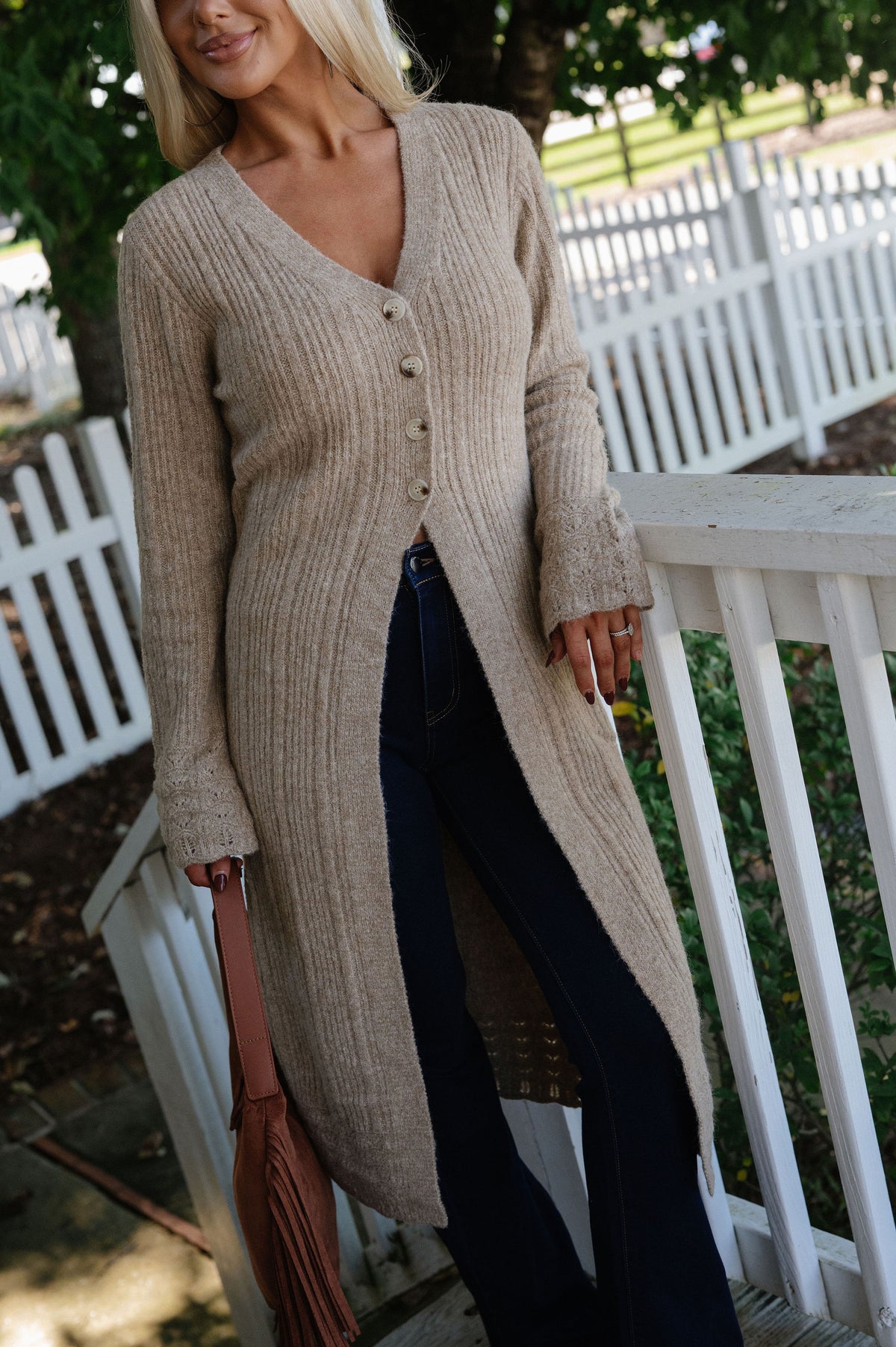 Mia Knit Cardigan-Taupe