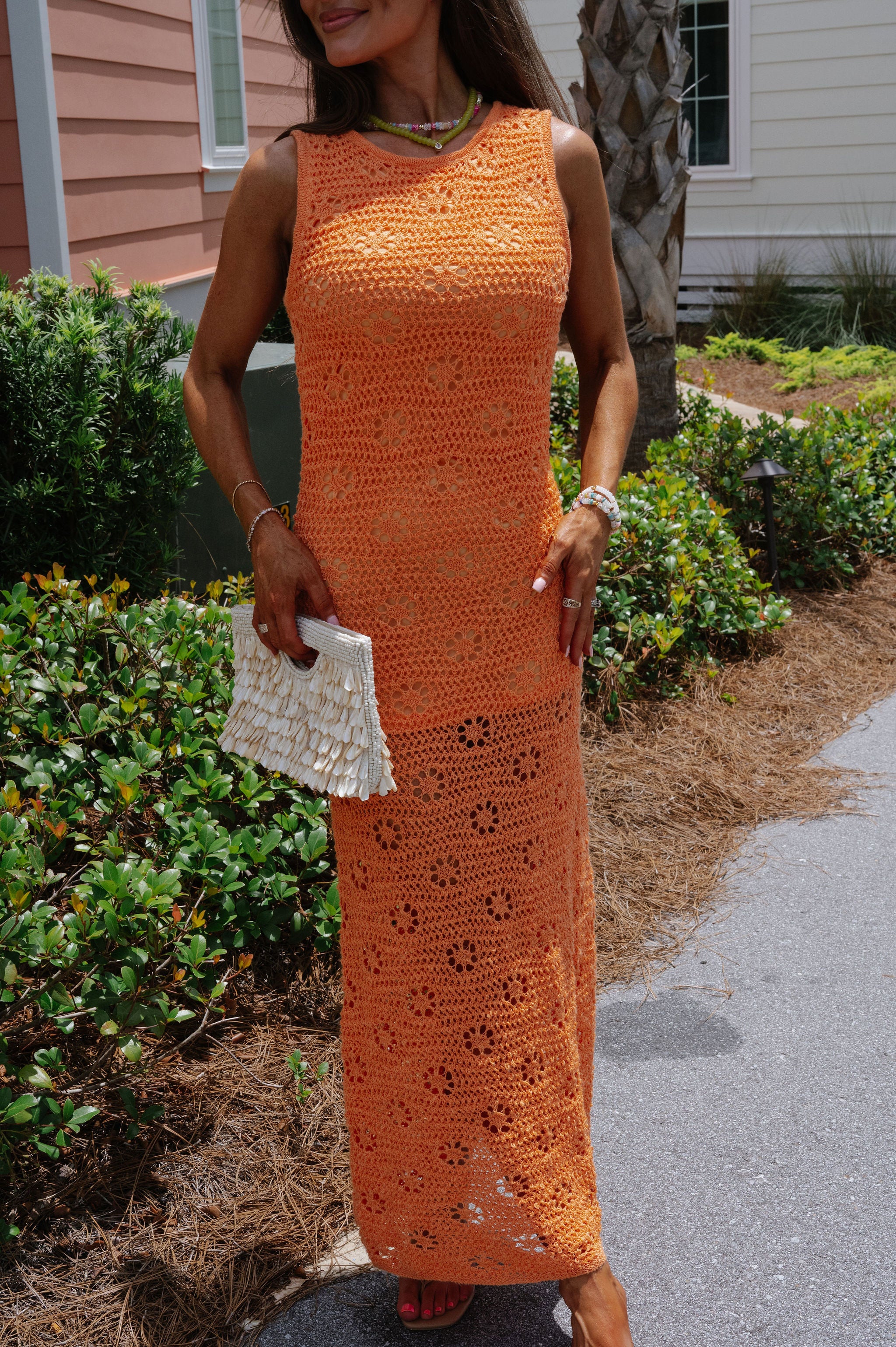 Sophia Crochet Maxi Dress-Orange