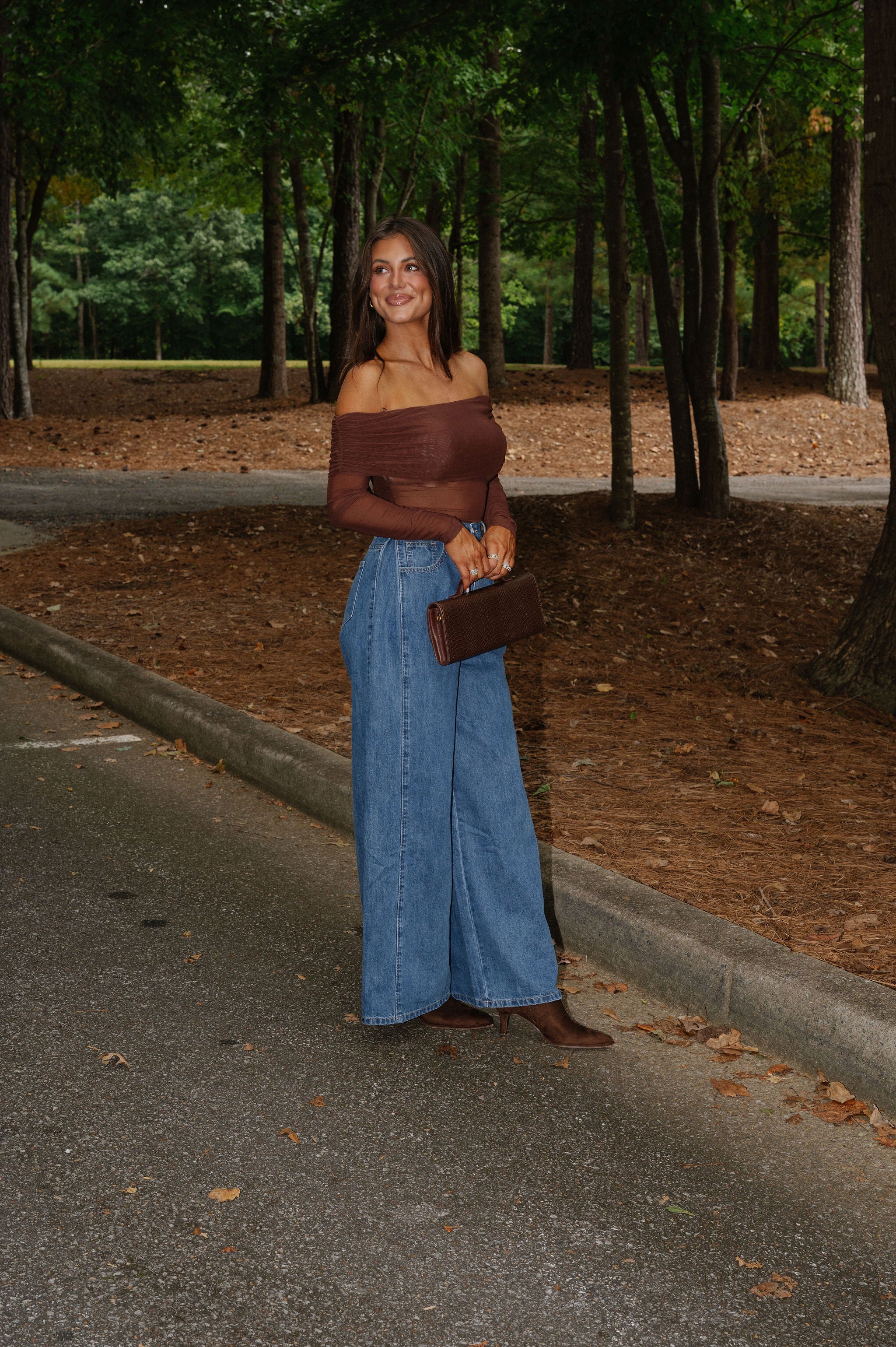 High Rise Pleated Jeans-Medium Wash