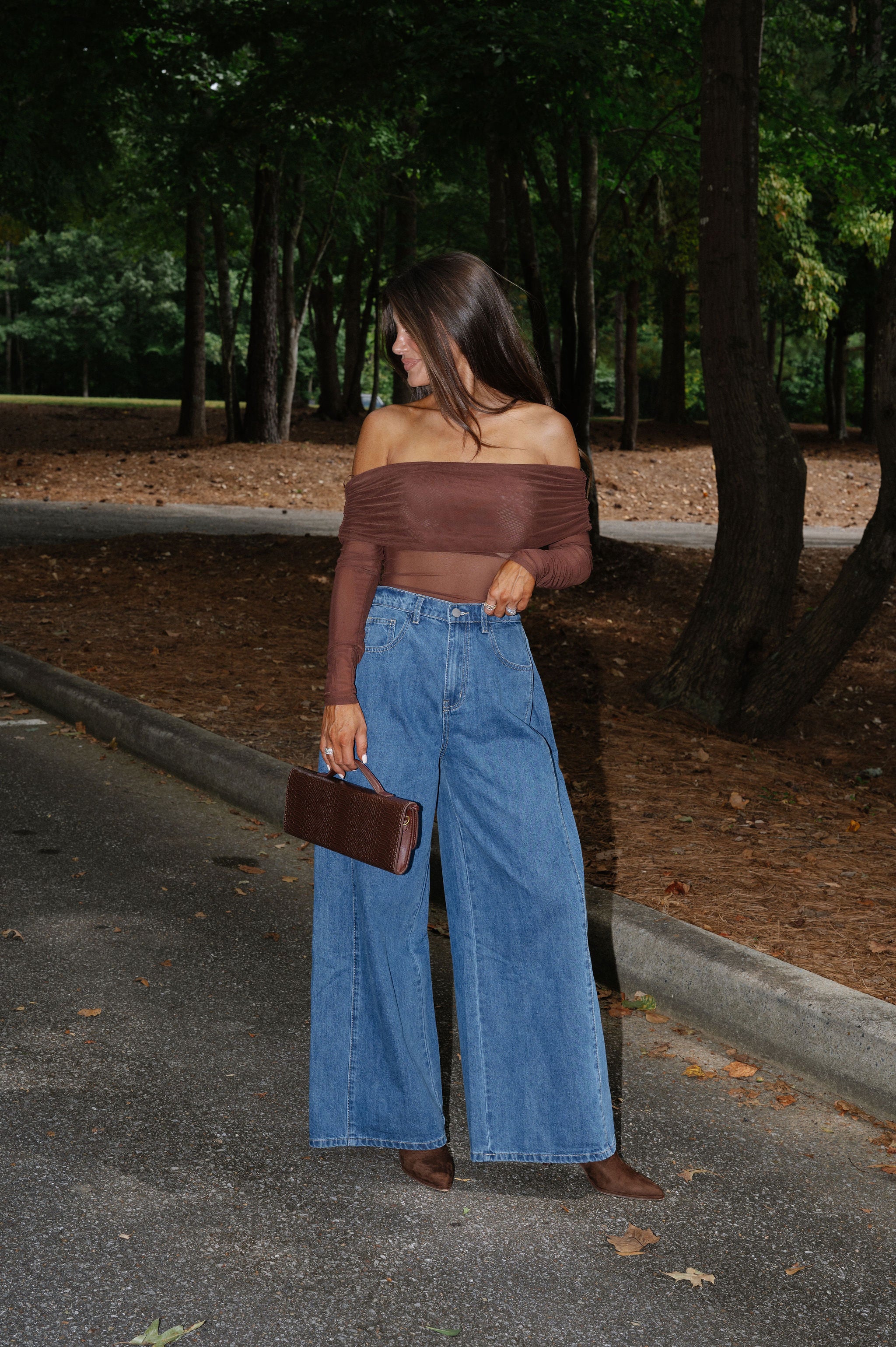 High Rise Pleated Jeans-Medium Wash