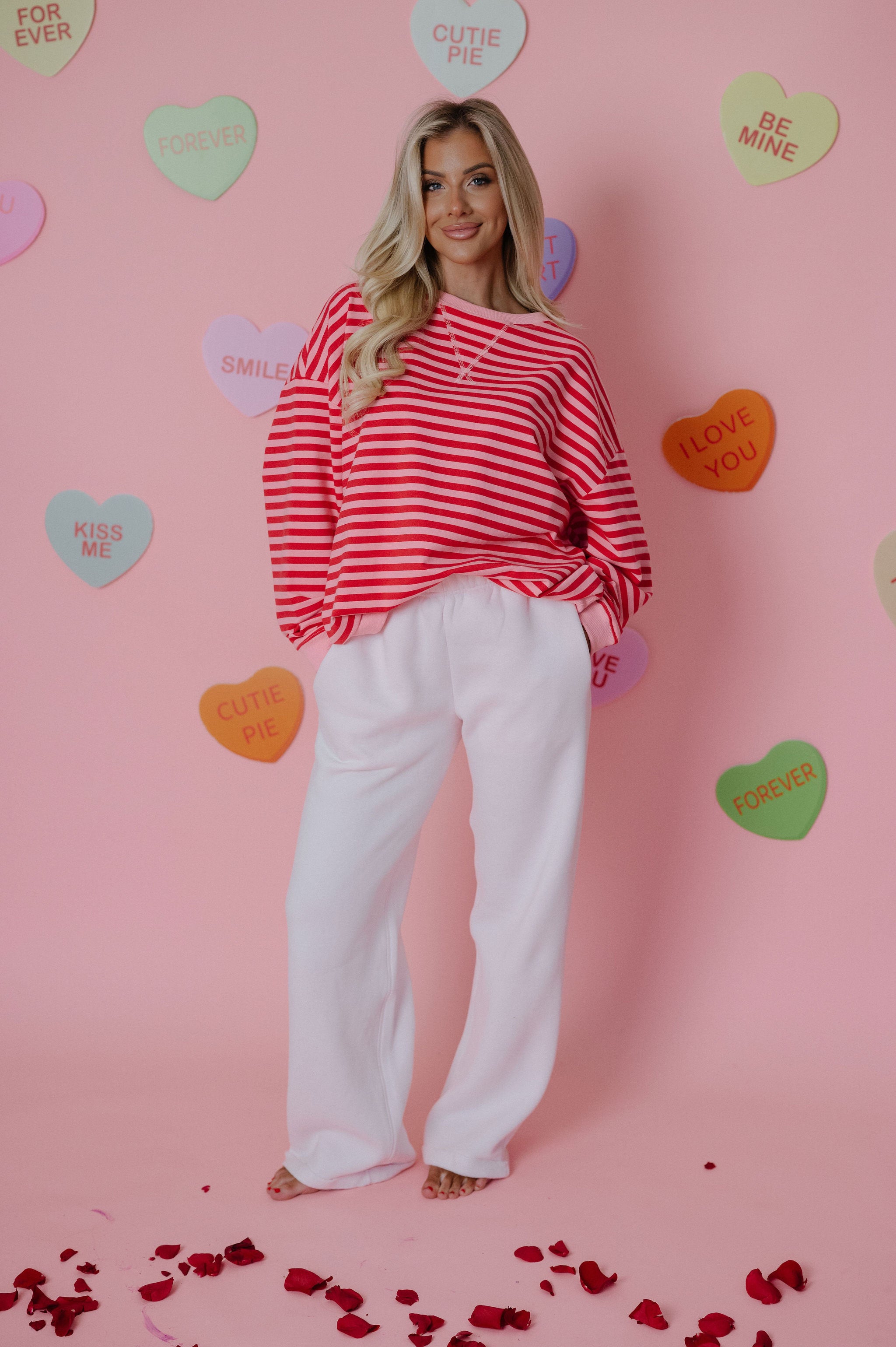 Oversized Striped Top- Pink/Red