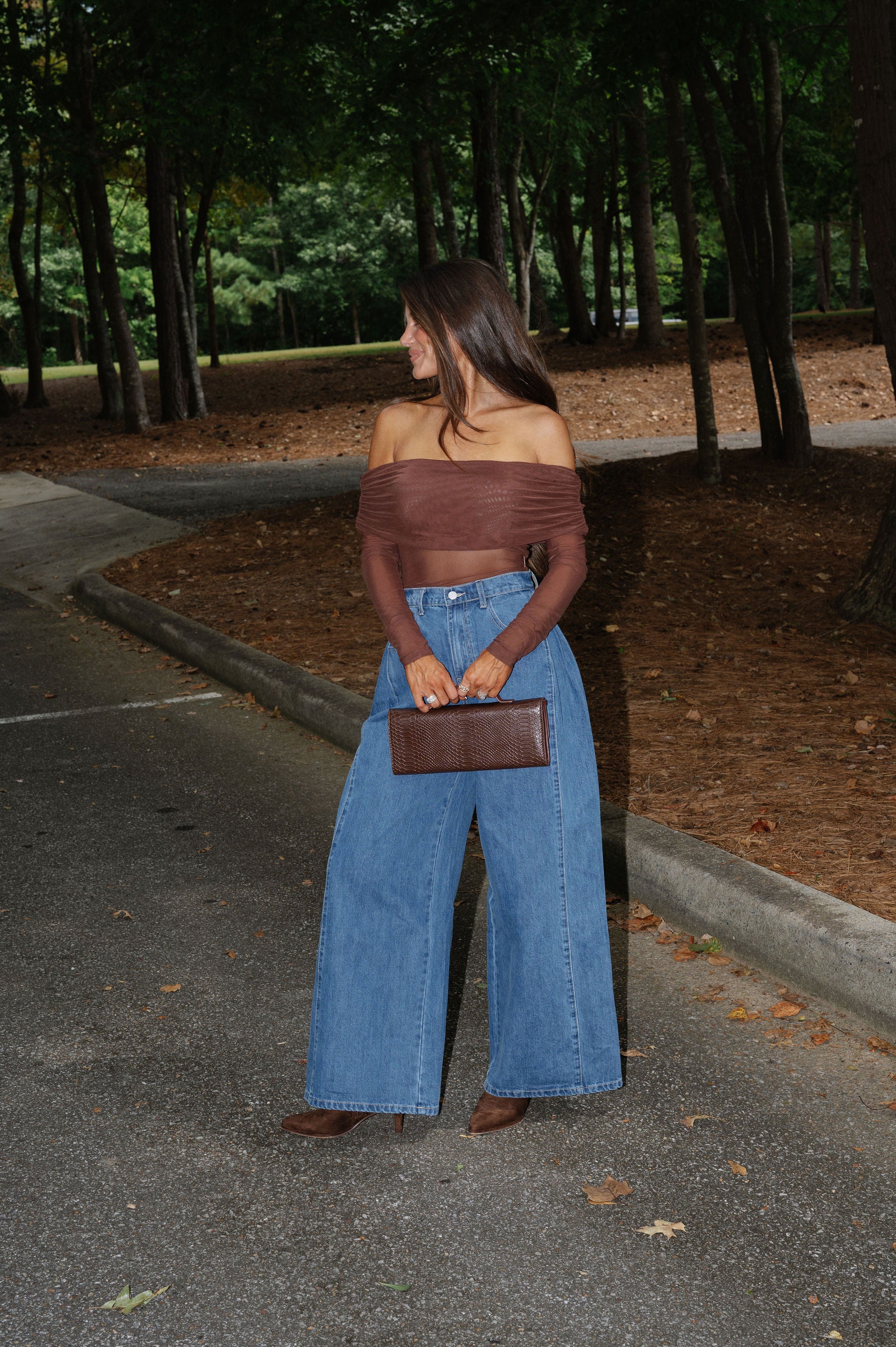 High Rise Pleated Jeans-Medium Wash