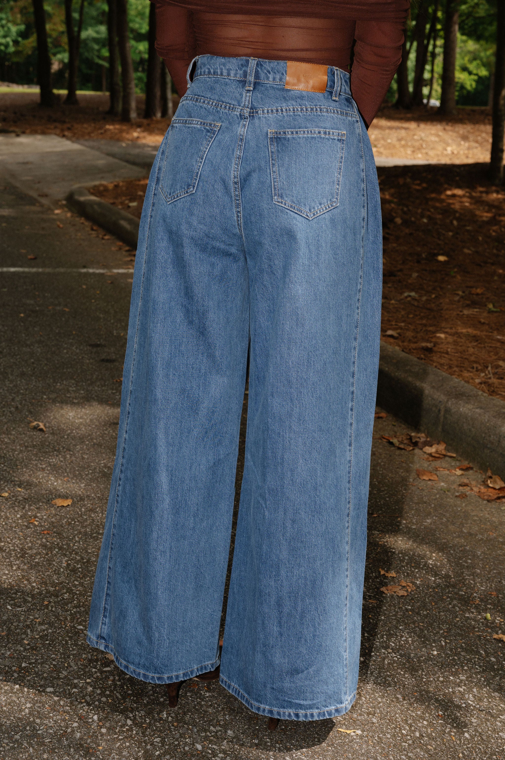 High Rise Pleated Jeans-Medium Wash