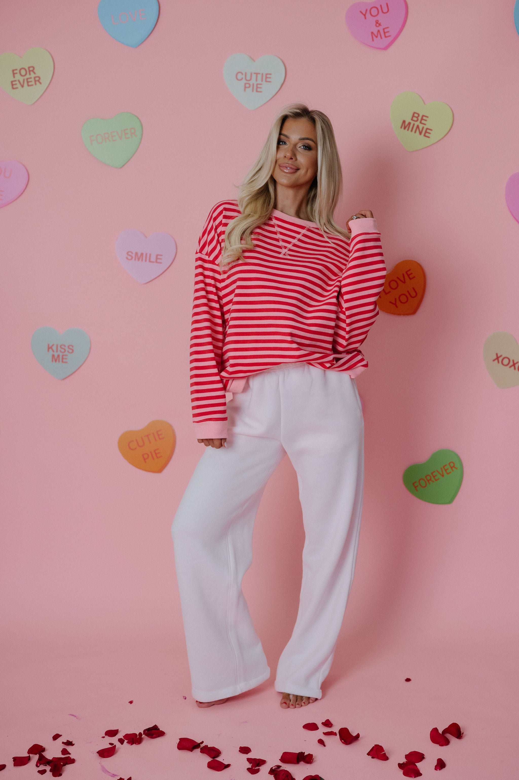 Lani Fleece Wide Leg Sweatpants-Pale Pink